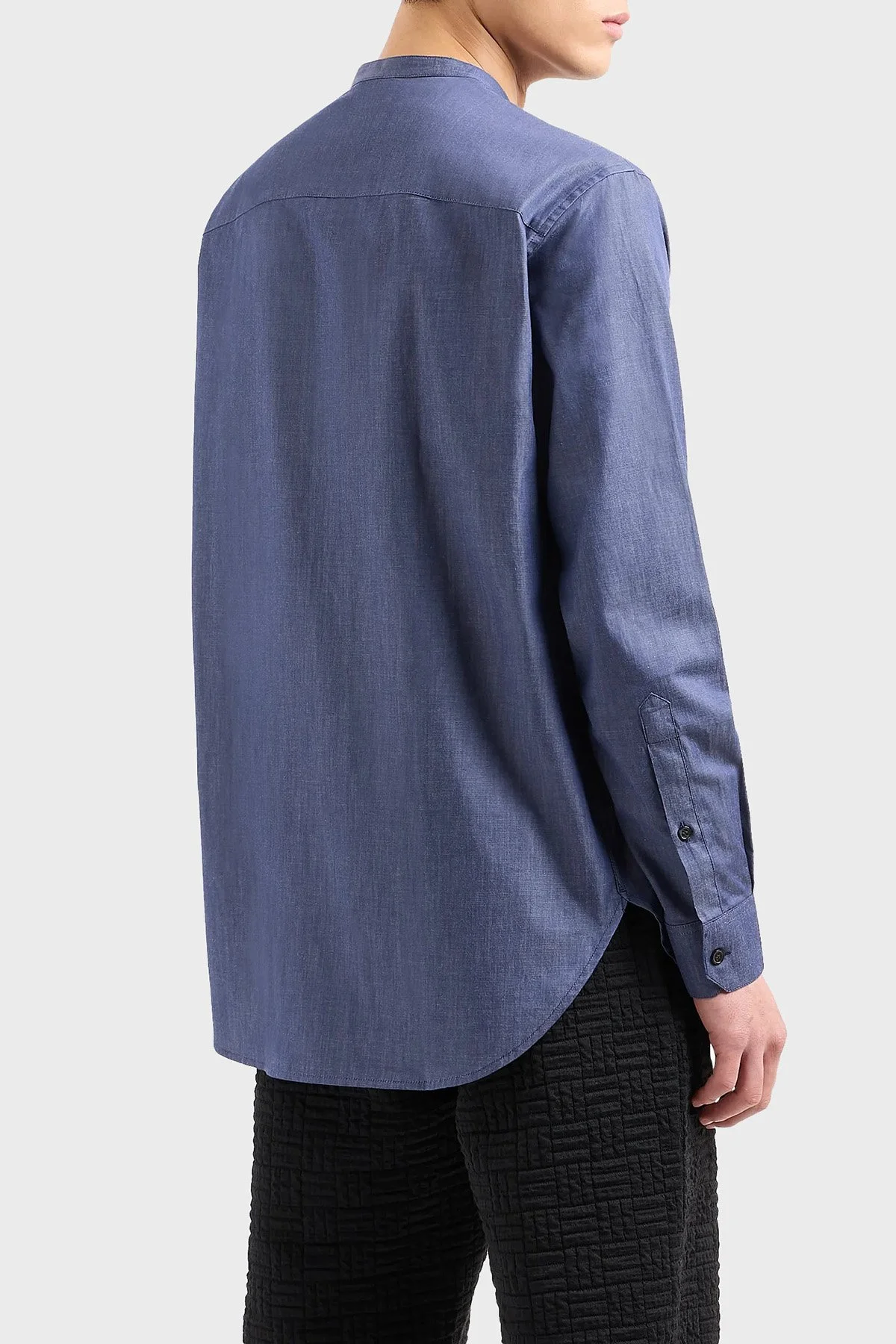 Emporio Armani Pamuklu Bant Yaka Erkek Gömlek 3D1CN8 1DAAZ 0941 LACİVERT - 3
