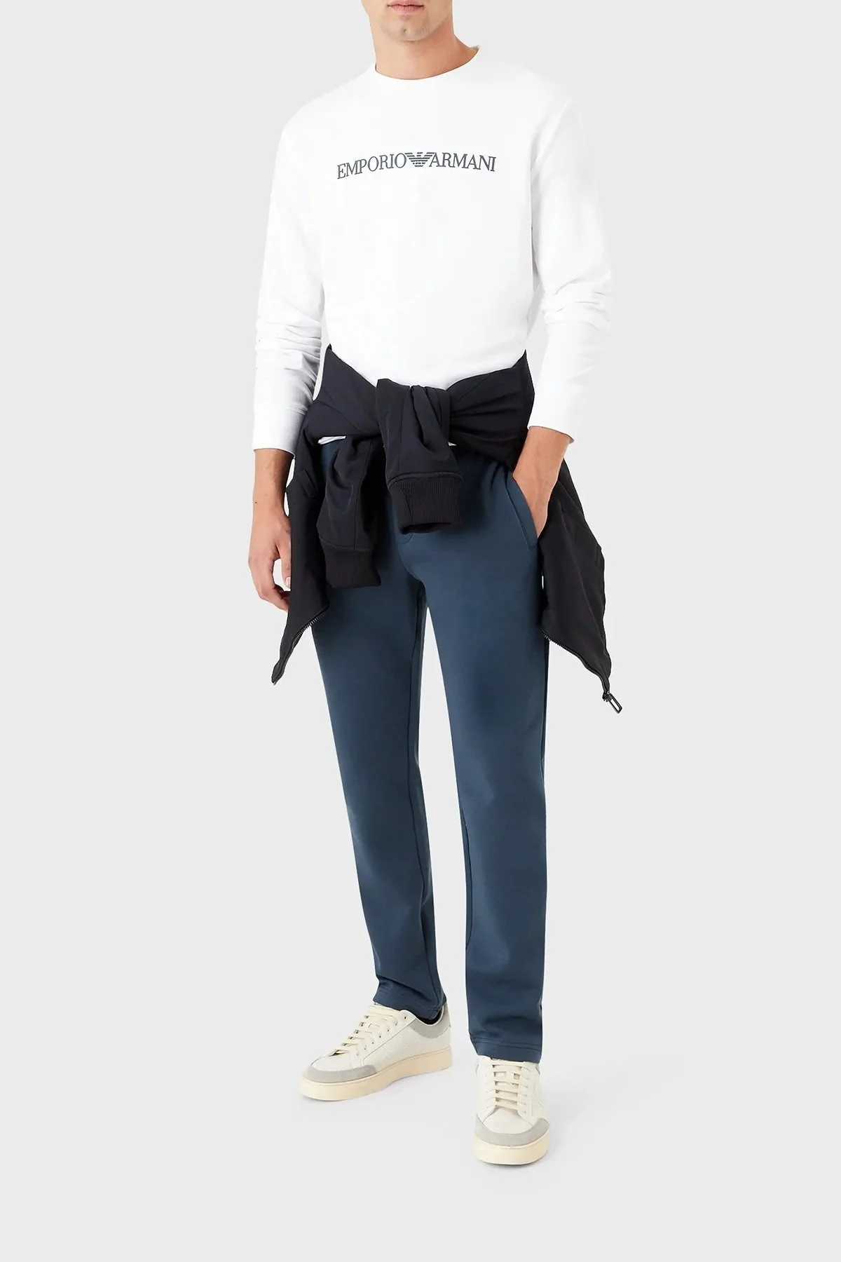 Emporio Armani Pamuklu Baskılı Bisiklet Yaka Erkek Sweat 8N1MR6 1JRIZ F109 BEYAZ - 3
