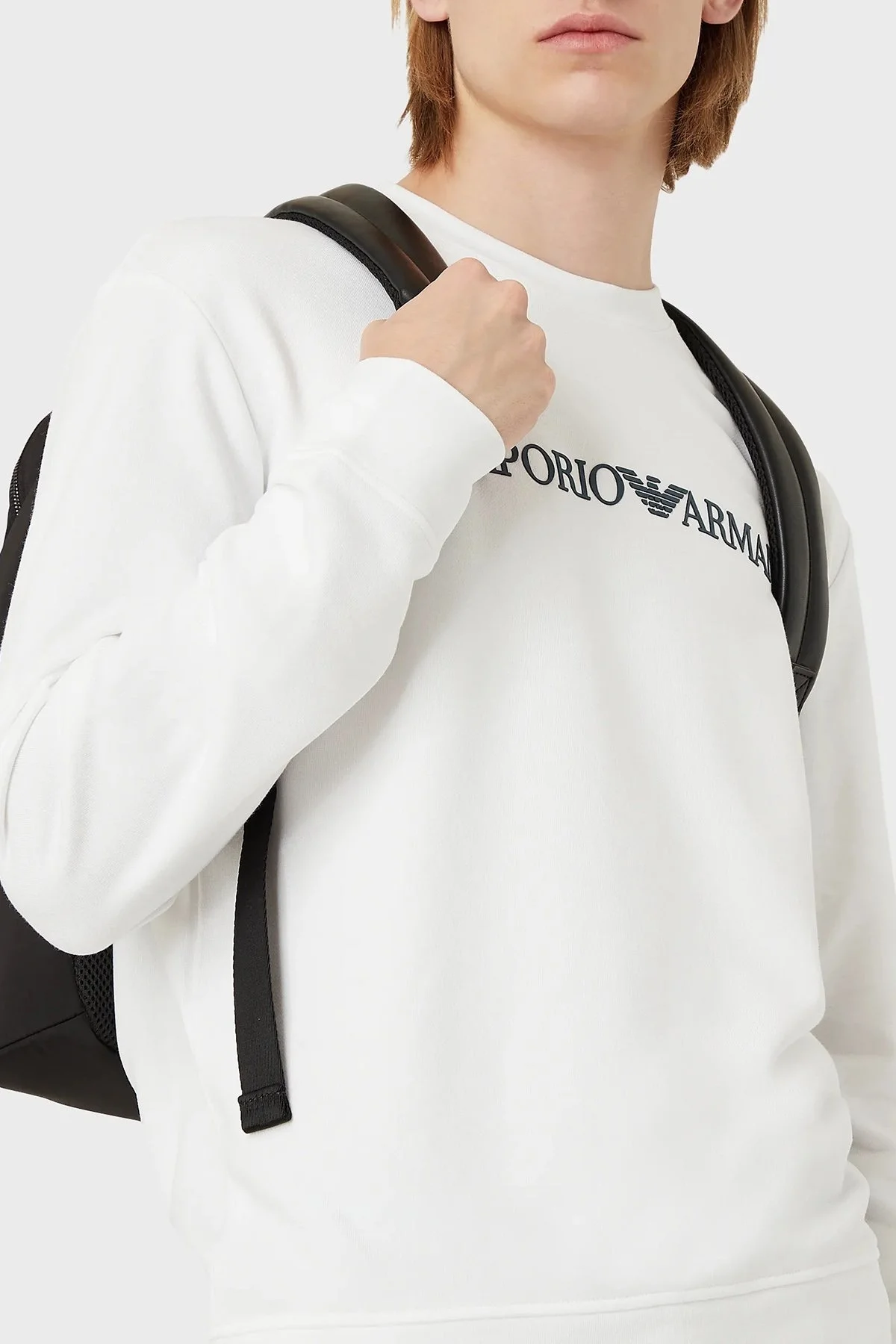 Emporio Armani Pamuklu Baskılı Bisiklet Yaka Erkek Sweat 8N1MR6 1JRIZ F109 BEYAZ - 4