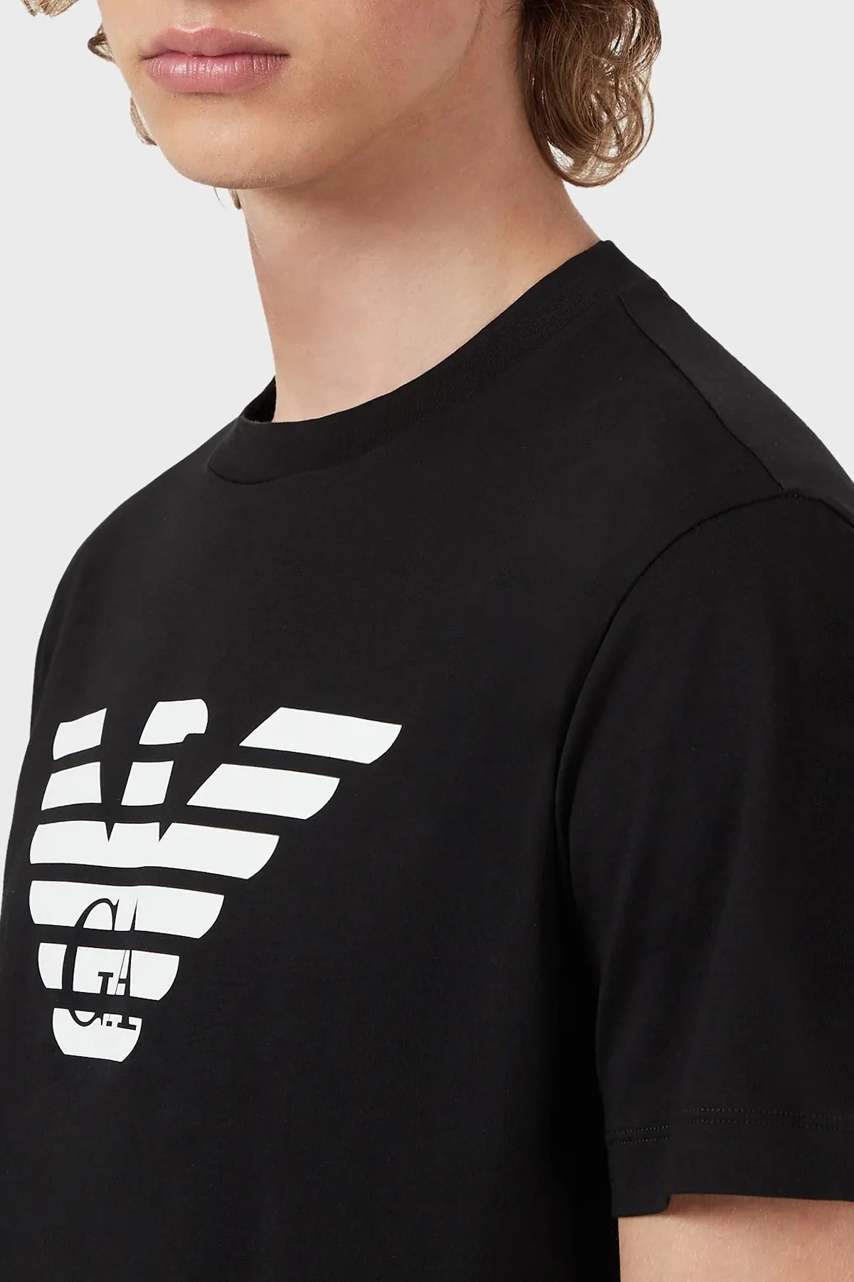 Emporio Armani Pamuklu Baskılı Regular Fit Bisiklet Yaka