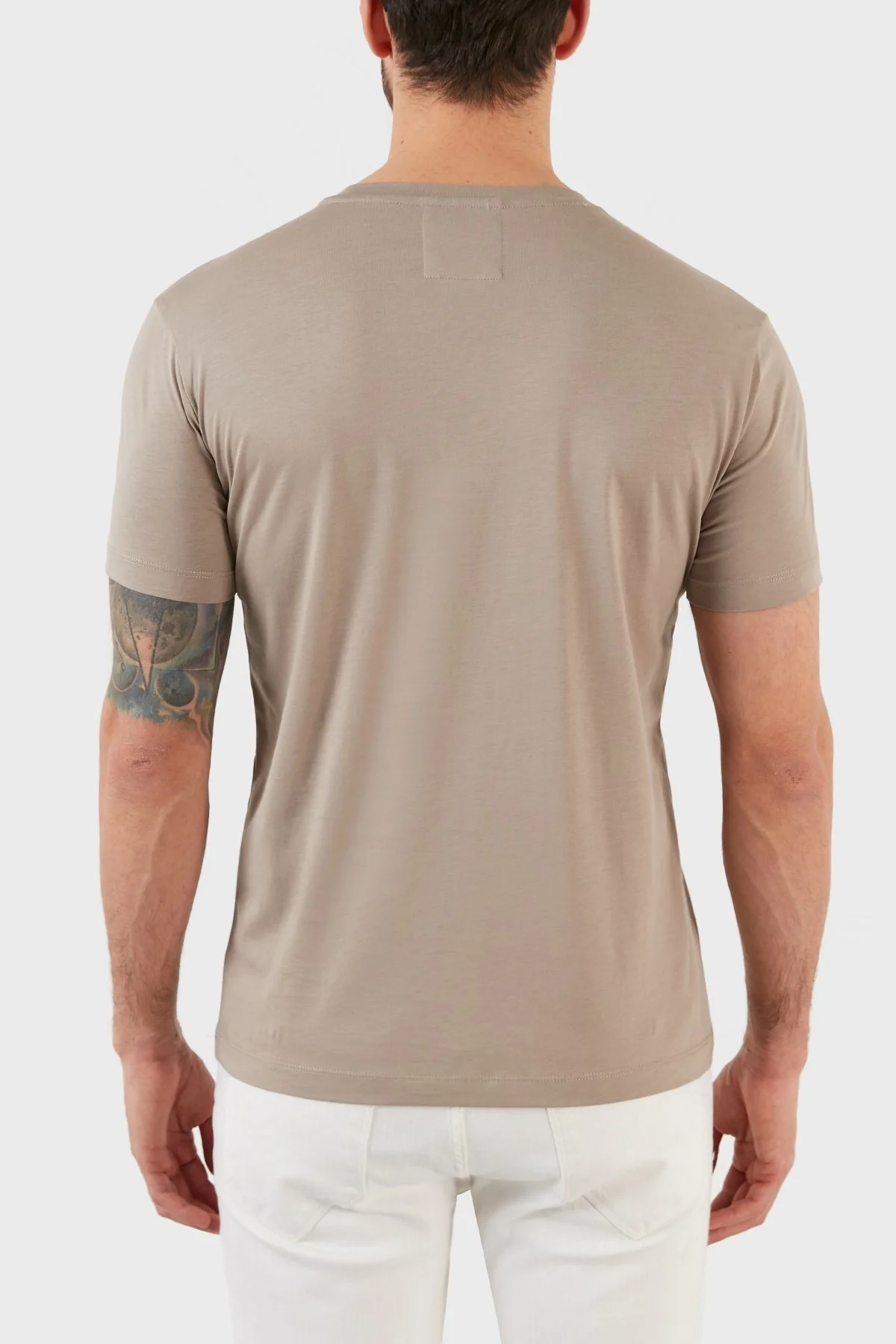 Emporio Armani Pamuklu Baskılı Regular Fit Bisiklet Yaka Erkek T Shirt 8N1TN5 1JPZZ 0148 BEJ - 5