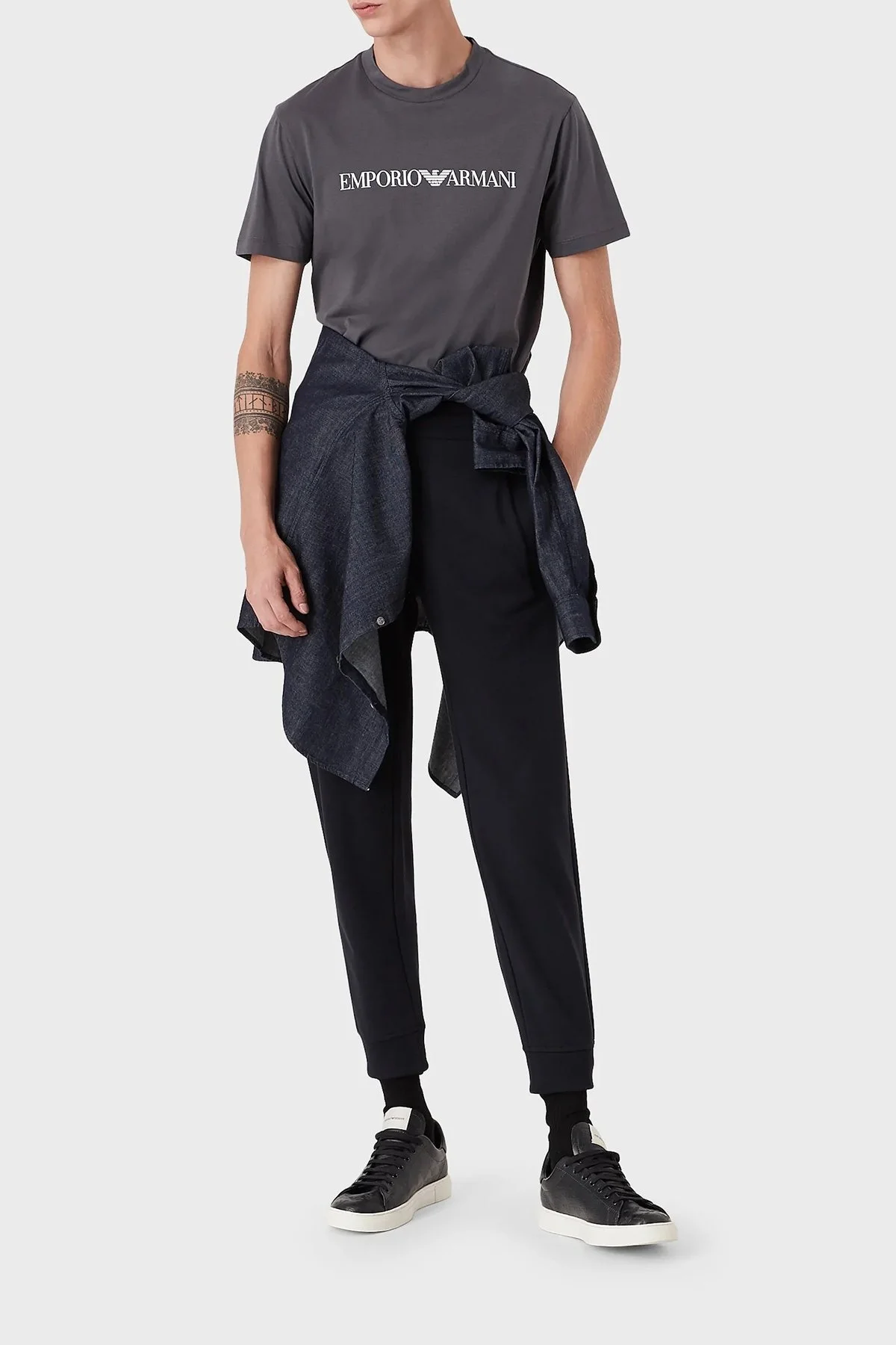 Emporio Armani Pamuklu Baskılı Regular Fit Bisiklet Yaka Erkek T Shirt 8N1TN5 1JPZZ 0685 FÜME - 3