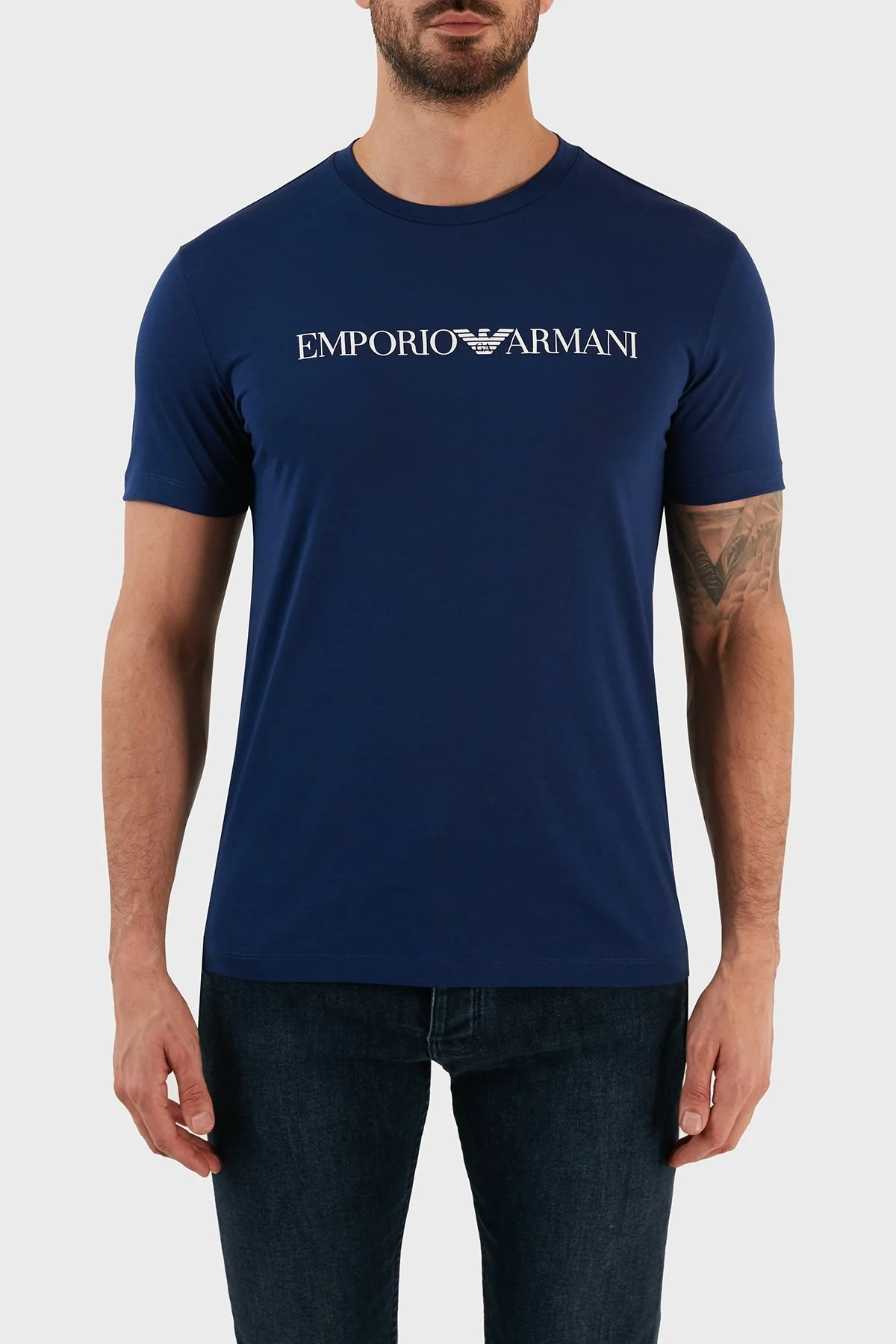 Emporio Armani Pamuklu Baskılı Regular Fit Bisiklet Yaka Erkek T Shirt 8N1TN5 1JPZZ 0976 SAKS - 1