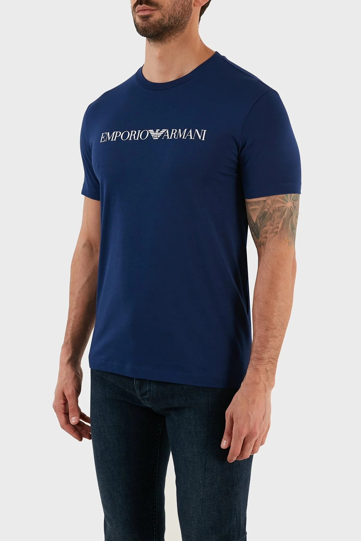 Emporio Armani Pamuklu Baskılı Regular Fit Bisiklet Yaka Erkek T Shirt 8N1TN5 1JPZZ 0976 SAKS - 2