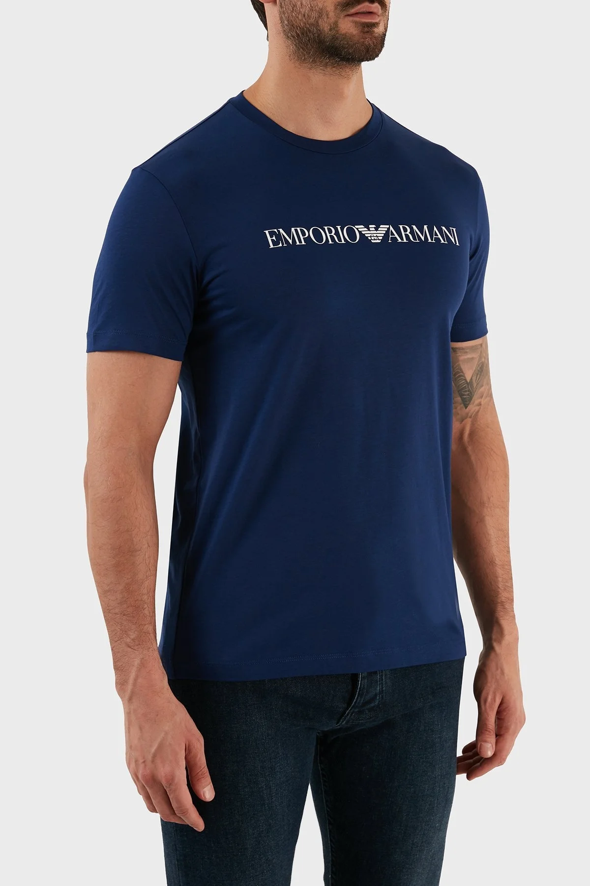 Emporio Armani Pamuklu Baskılı Regular Fit Bisiklet Yaka Erkek T Shirt 8N1TN5 1JPZZ 0976 SAKS - 3