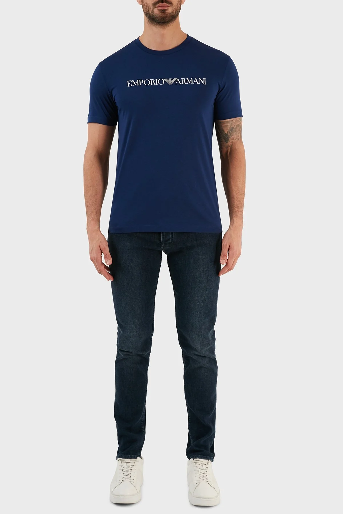 Emporio Armani Pamuklu Baskılı Regular Fit Bisiklet Yaka Erkek T Shirt 8N1TN5 1JPZZ 0976 SAKS - 4