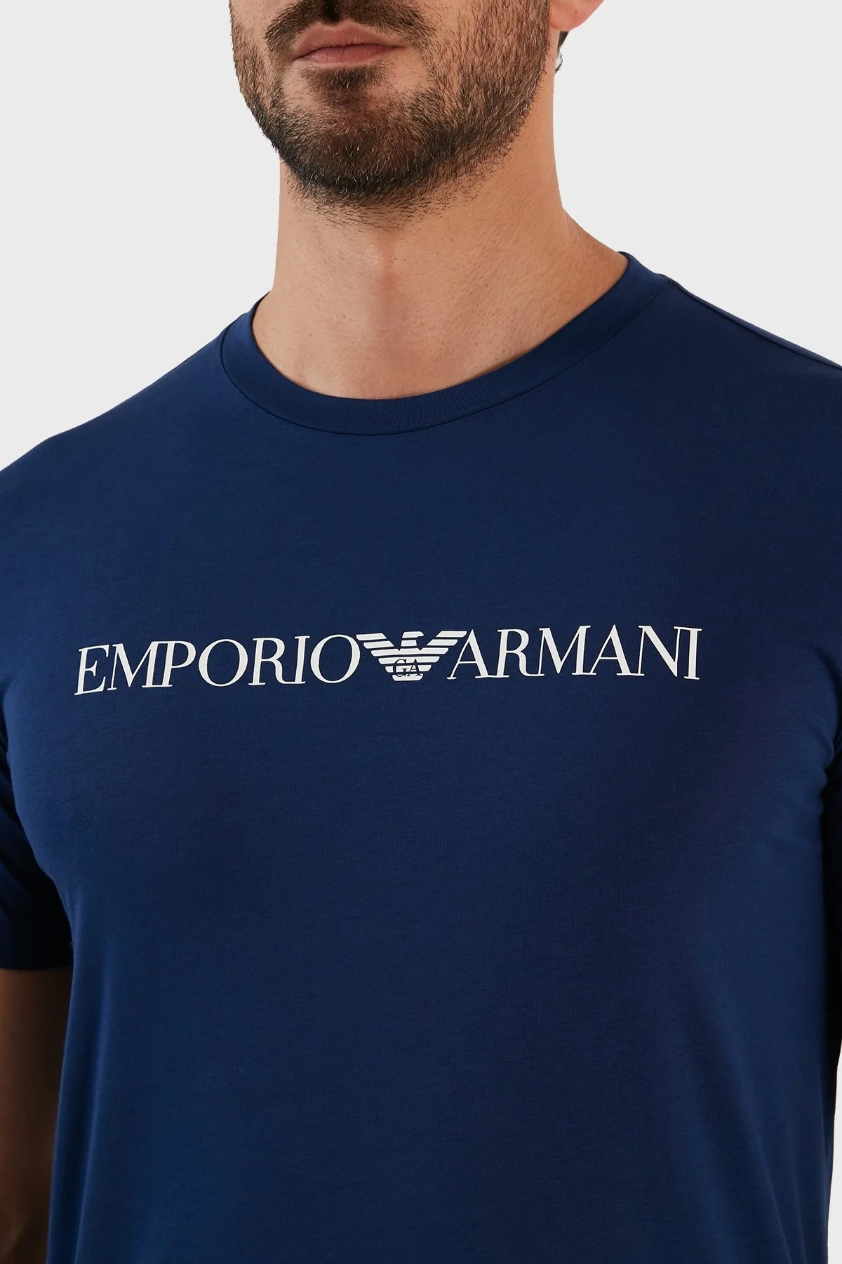 Emporio Armani Pamuklu Baskılı Regular Fit Bisiklet Yaka Erkek T Shirt 8N1TN5 1JPZZ 0976 SAKS - 5