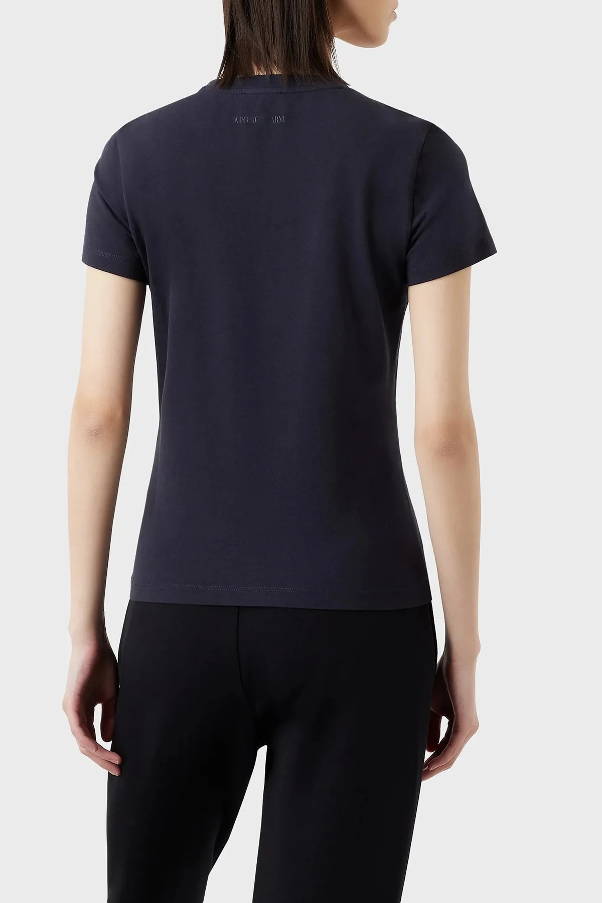 Emporio Armani Pamuklu Baskılı Slim Fit Bisiklet Yaka Bayan T Shirt 3R2T7B 2J07Z 0828 LACİVERT - 2