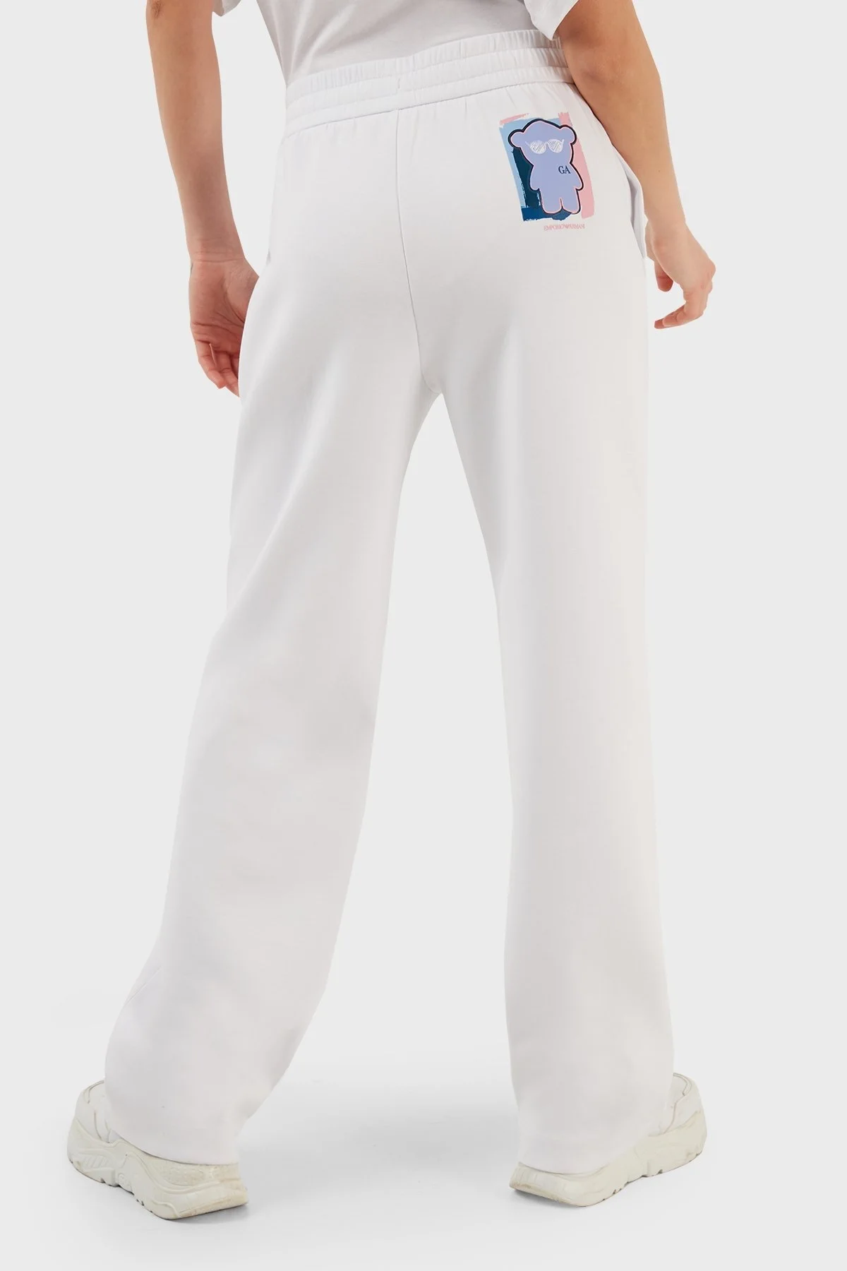 Emporio Armani Pamuklu Belden Bağlamalı Bol Paça Spor Bayan Pantolon 3R2P6E 1JHSZ 0100 BEYAZ - 13