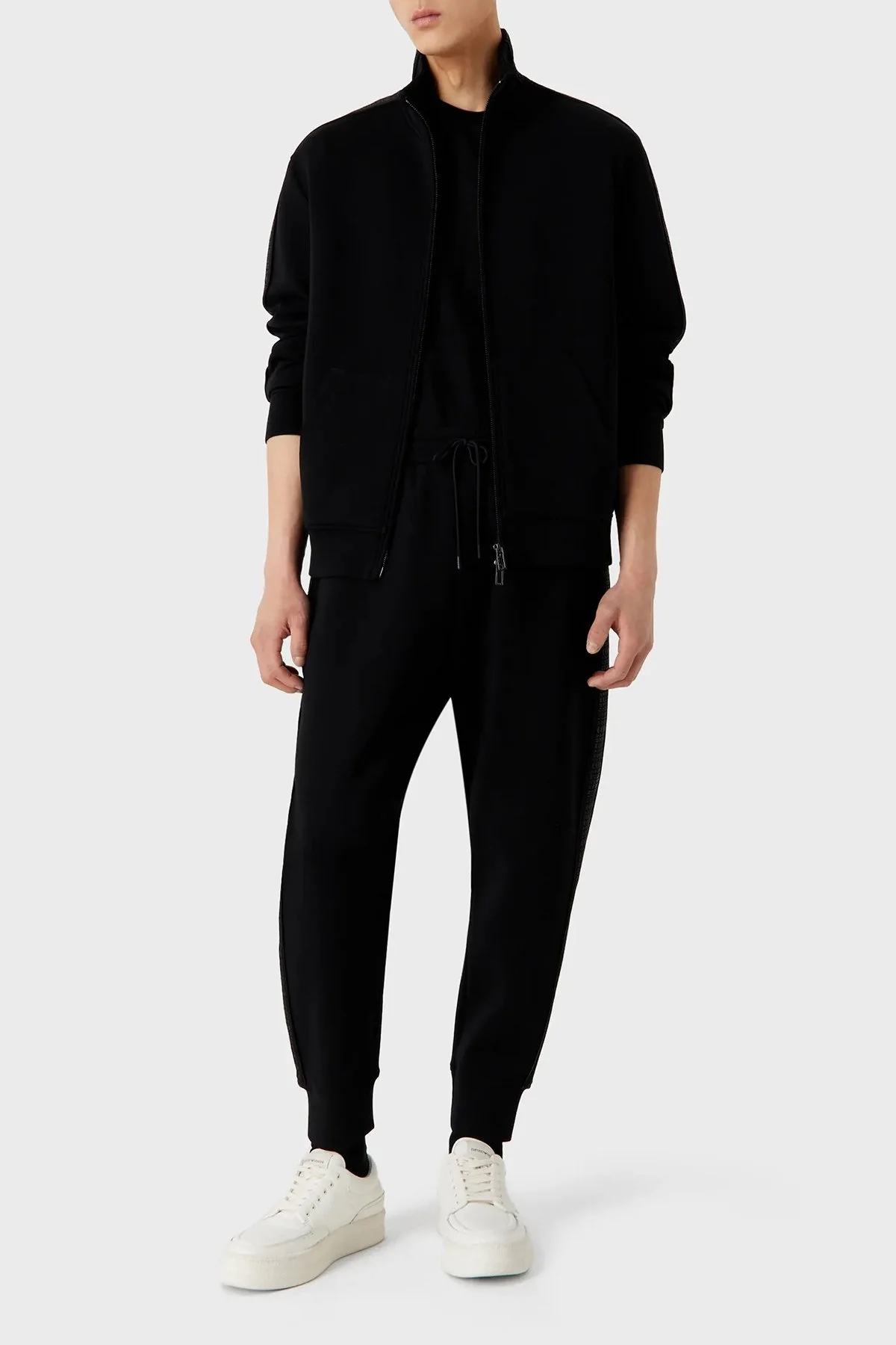 Emporio Armani Pamuklu Belden Bağlamalı Normal Bel Jogger Spor Erkek Pantolon 6R1PQ6 1JHSZ 0999 SİYAH - 2