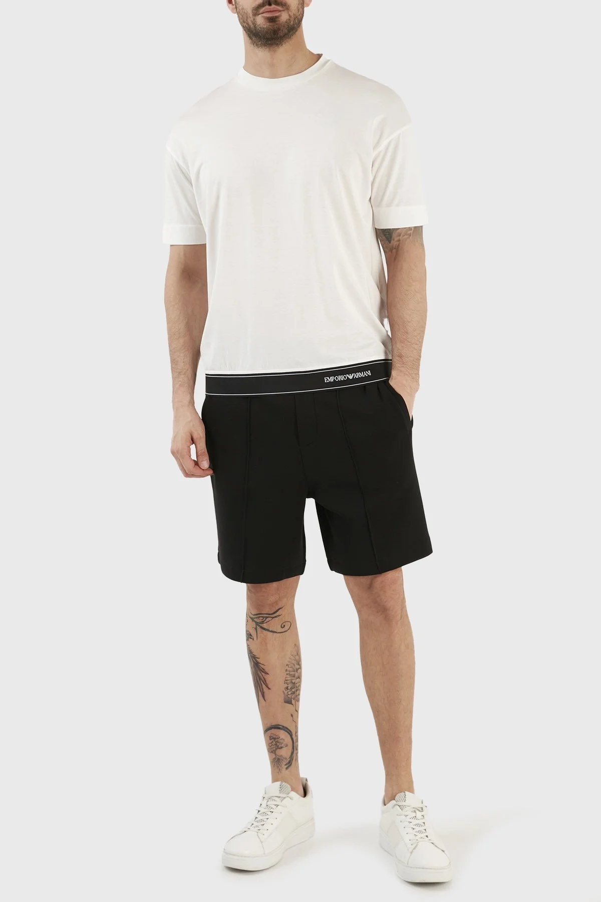 Emporio Armani Pamuklu Belden Bağlamalı Regular Fit Cepli Erkek Bermuda 3R1PZ7 1JHSZ 0999 SİYAH - 1