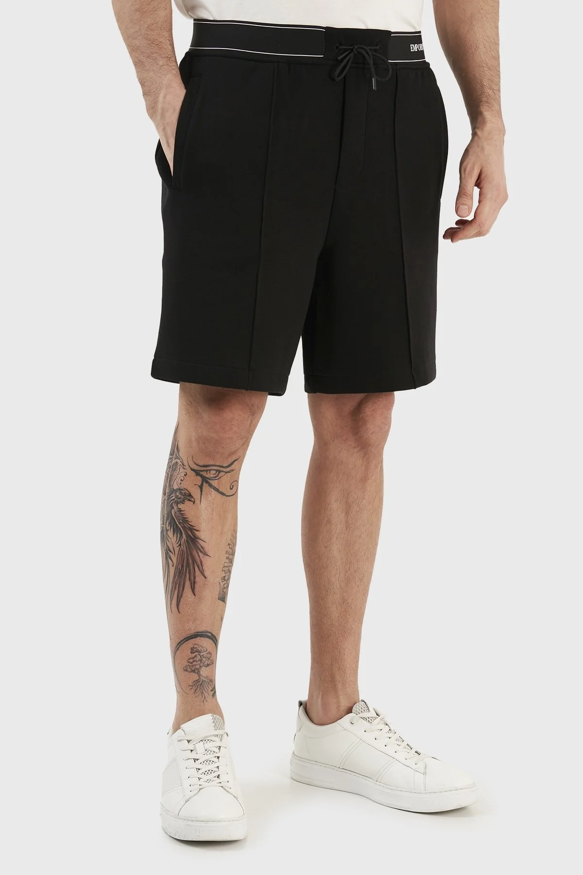 Emporio Armani Pamuklu Belden Bağlamalı Regular Fit Cepli Erkek Bermuda 3R1PZ7 1JHSZ 0999 SİYAH - 4