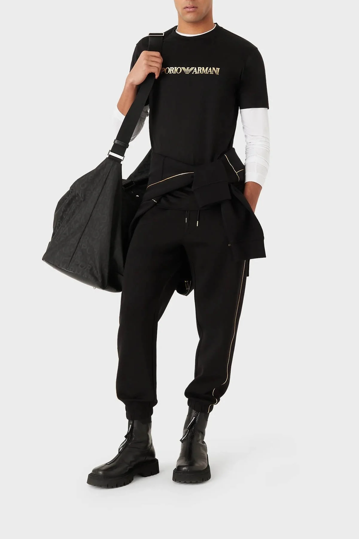 Emporio Armani Pamuklu Belden Bağlamalı Regular Fit Erkek Pantolon 3R1PV0 1JHSZ 0999 SİYAH - 1