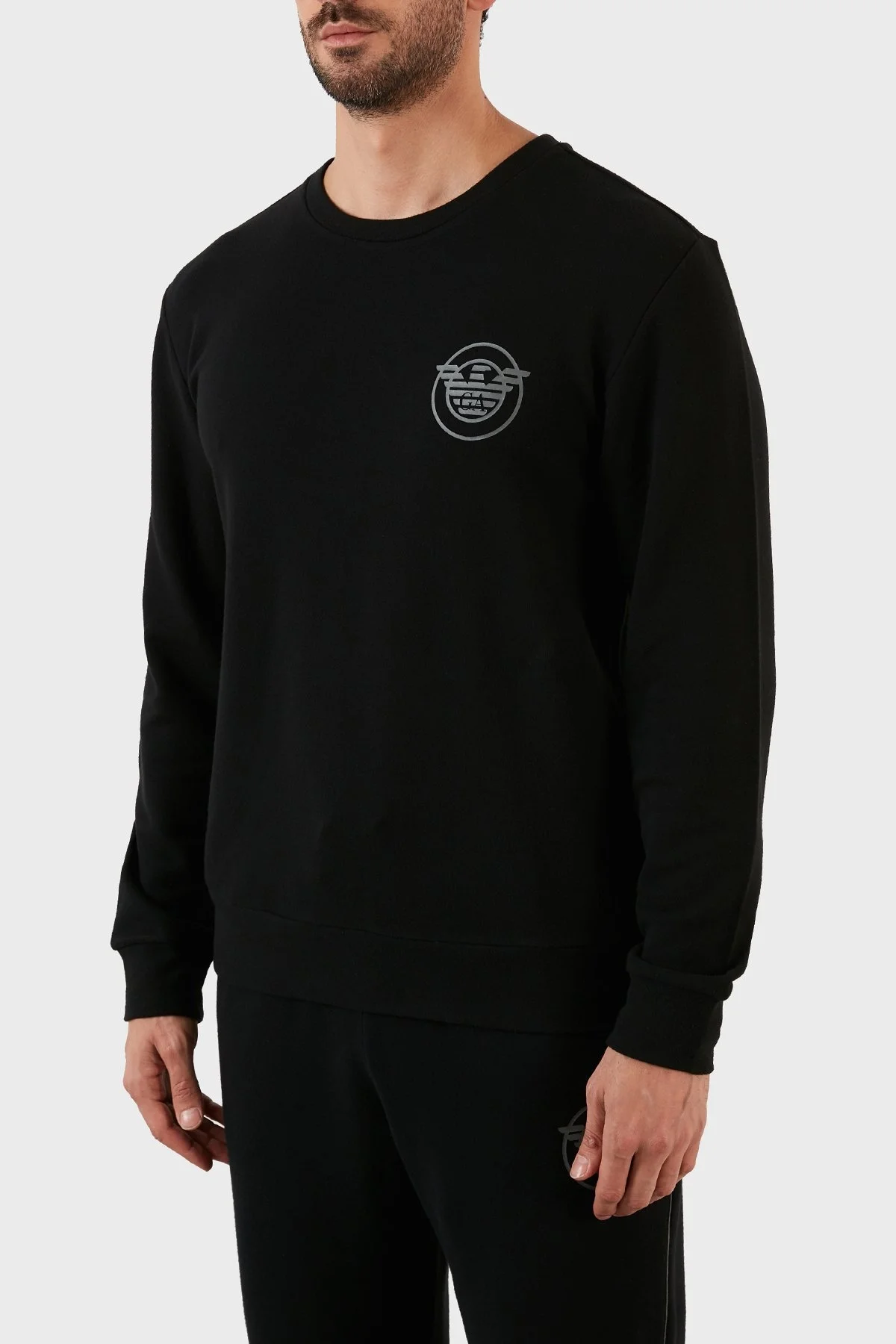 Emporio Armani Pamuklu Bisiklet Yaka Erkek Sweat 111785 2F573 00020 SİYAH - 2