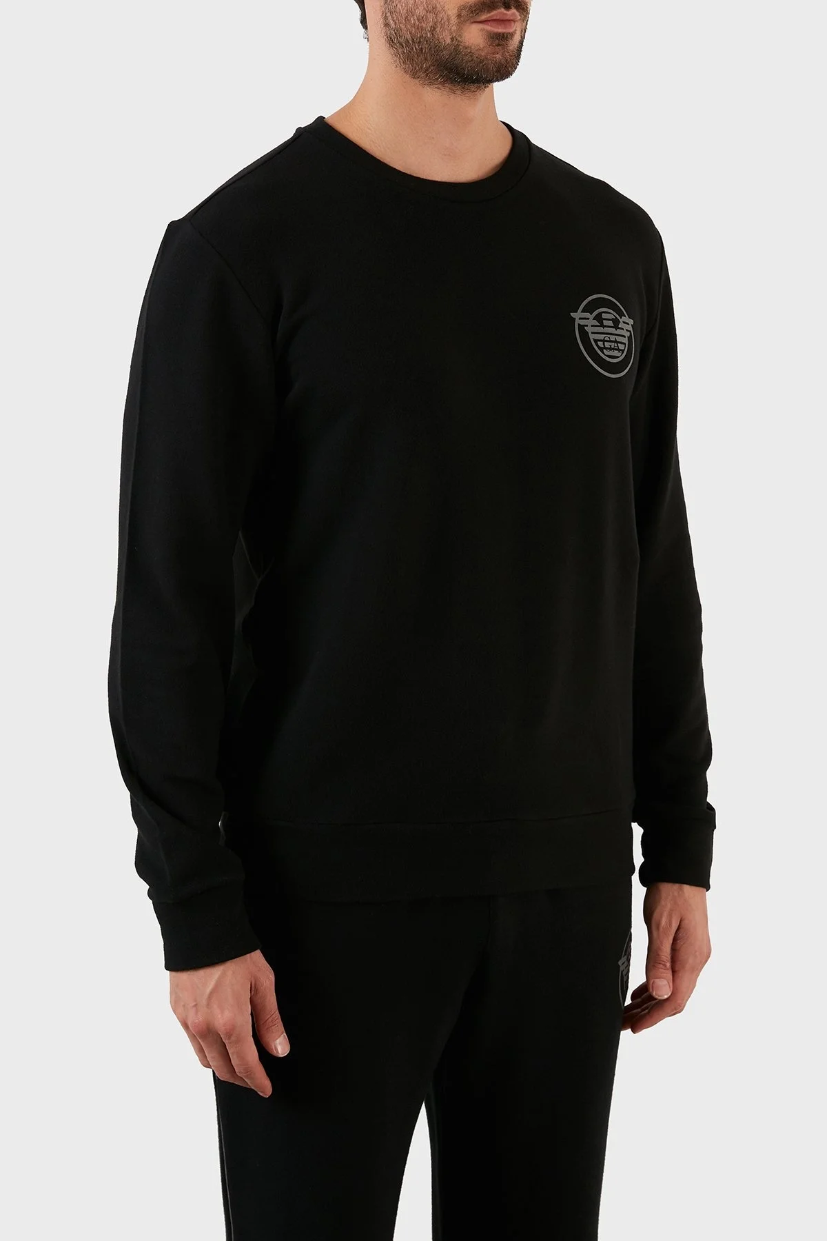 Emporio Armani Pamuklu Bisiklet Yaka Erkek Sweat 111785 2F573 00020 SİYAH - 3