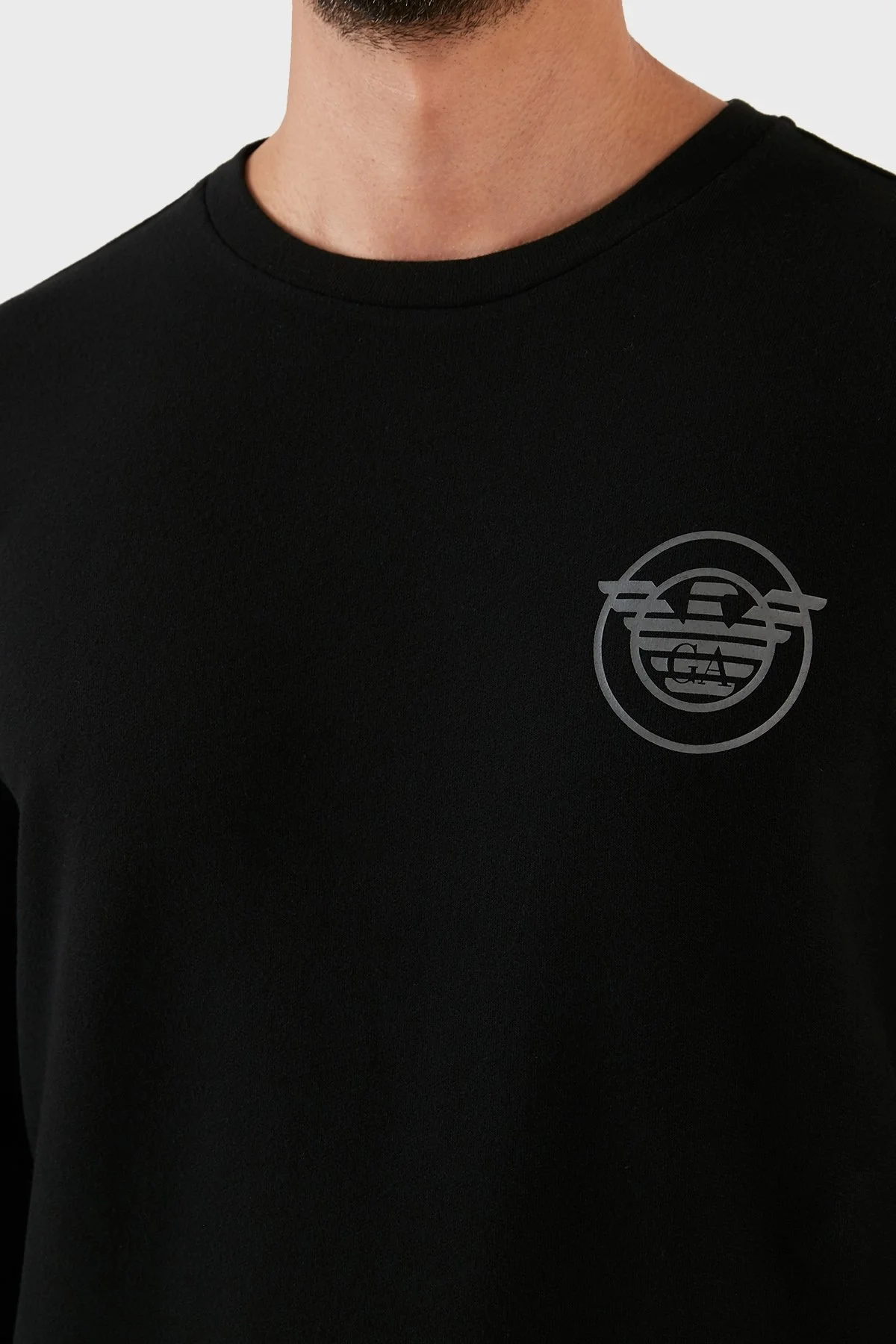 Emporio Armani Pamuklu Bisiklet Yaka Erkek Sweat 111785 2F573 00020 SİYAH - 4