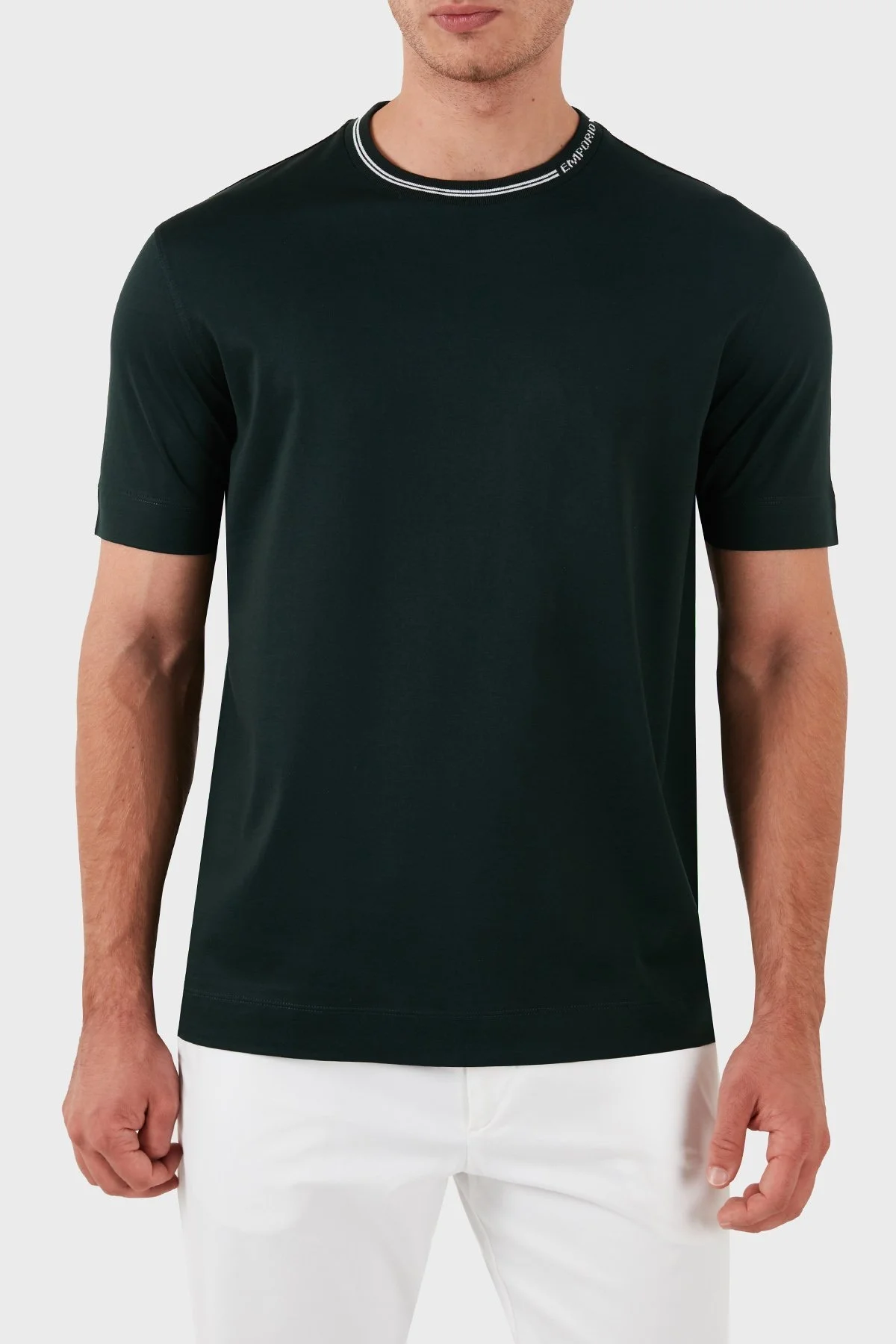 Emporio Armani Pamuklu Bisiklet Yaka Erkek T Shirt 6D1T95 1JOSZ 0565 HAKİ - 1