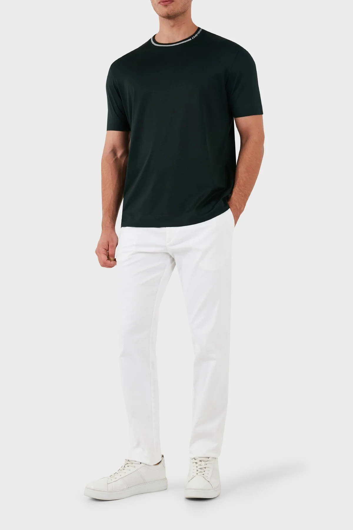 Emporio Armani Pamuklu Bisiklet Yaka Erkek T Shirt 6D1T95 1JOSZ 0565 HAKİ - 3