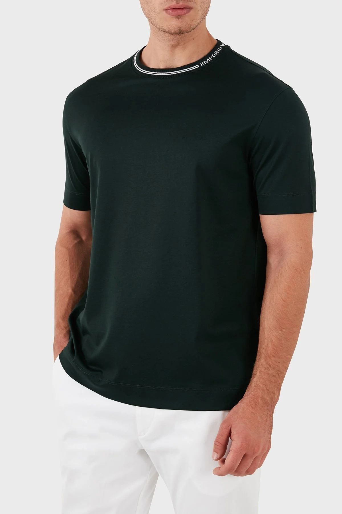 Emporio Armani Pamuklu Bisiklet Yaka Erkek T Shirt 6D1T95 1JOSZ 0565 HAKİ - 4