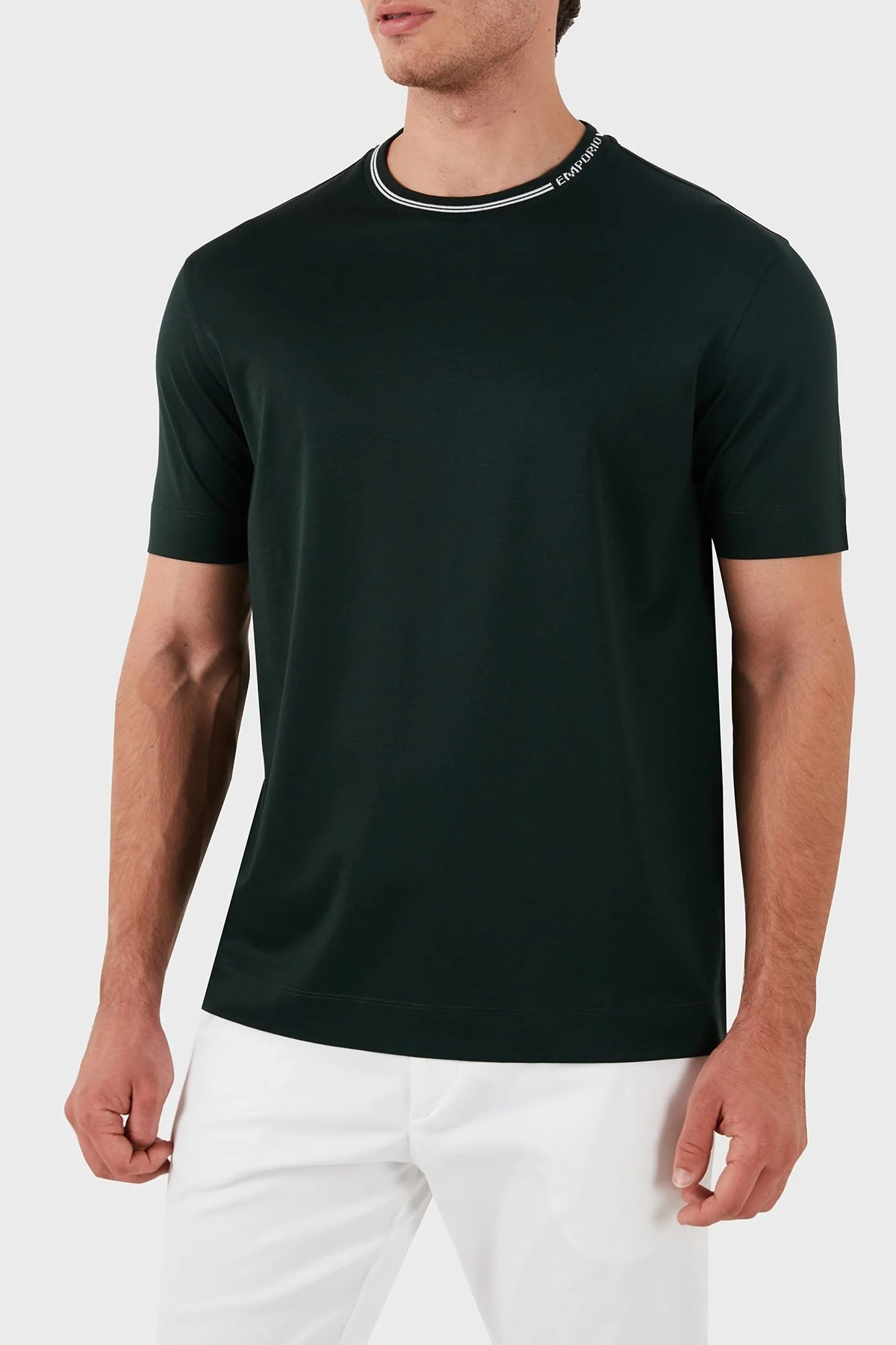 Emporio Armani Pamuklu Bisiklet Yaka Erkek T Shirt 6D1T95 1JOSZ 0565 HAKİ - 6