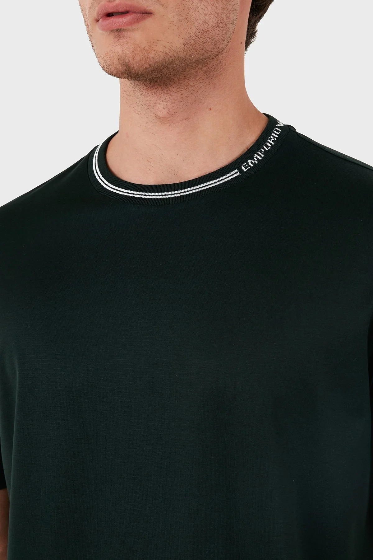 Emporio Armani Pamuklu Bisiklet Yaka Erkek T Shirt 6D1T95 1JOSZ 0565 HAKİ - 7