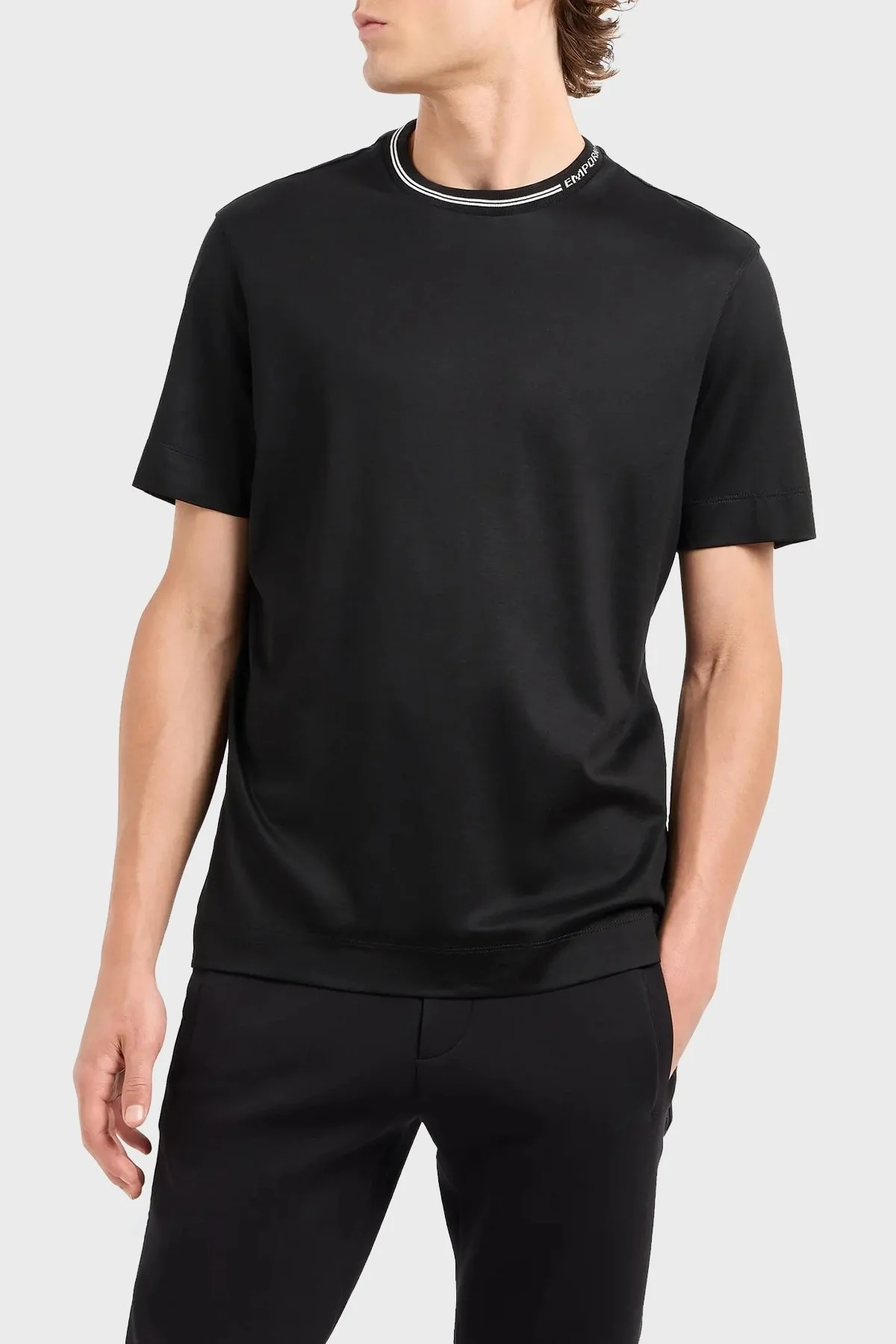 Emporio Armani Pamuklu Bisiklet Yaka Erkek T Shirt 6D1T95 1JOSZ 0999 SİYAH - 1