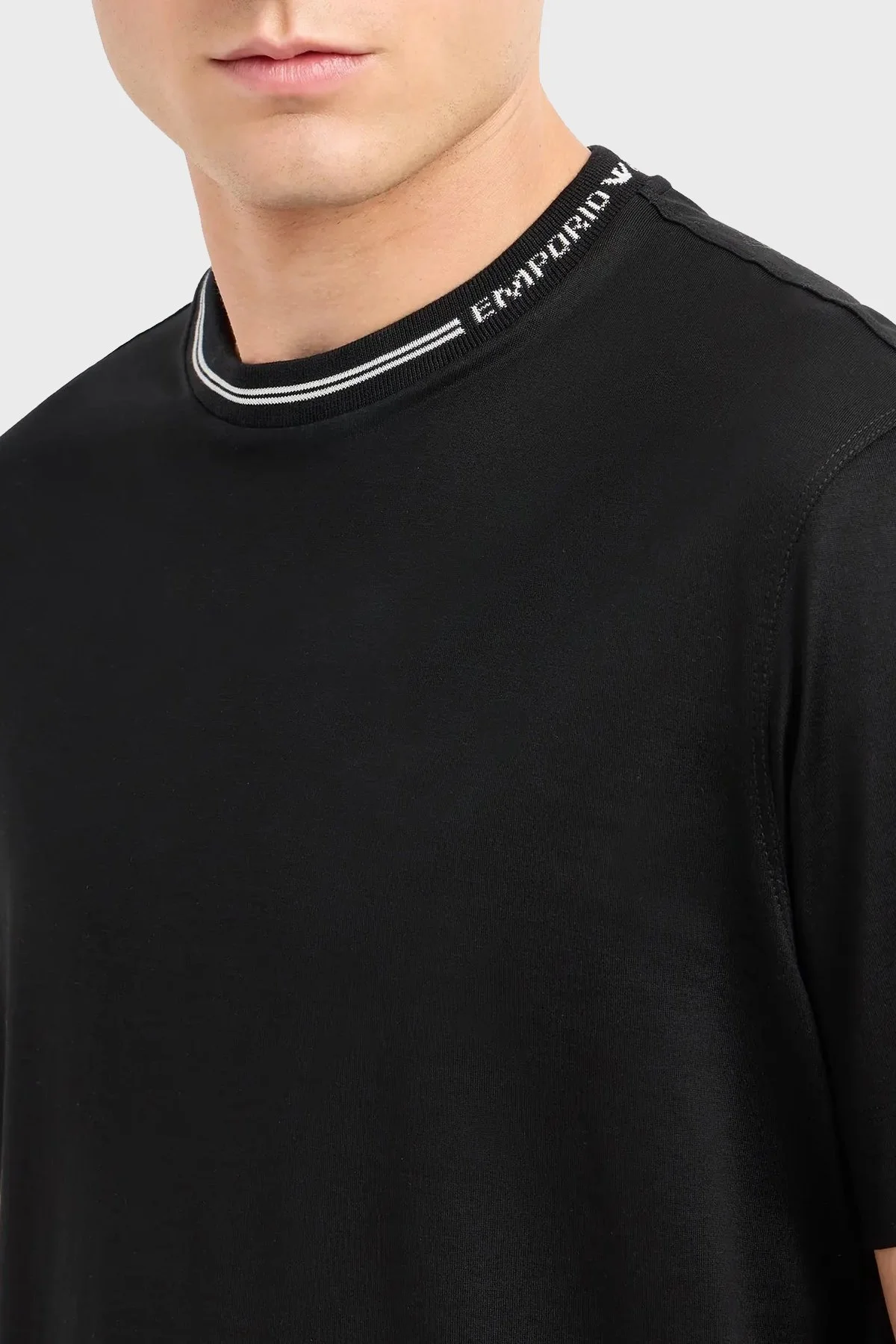 Emporio Armani Pamuklu Bisiklet Yaka Erkek T Shirt 6D1T95 1JOSZ 0999 SİYAH - 9