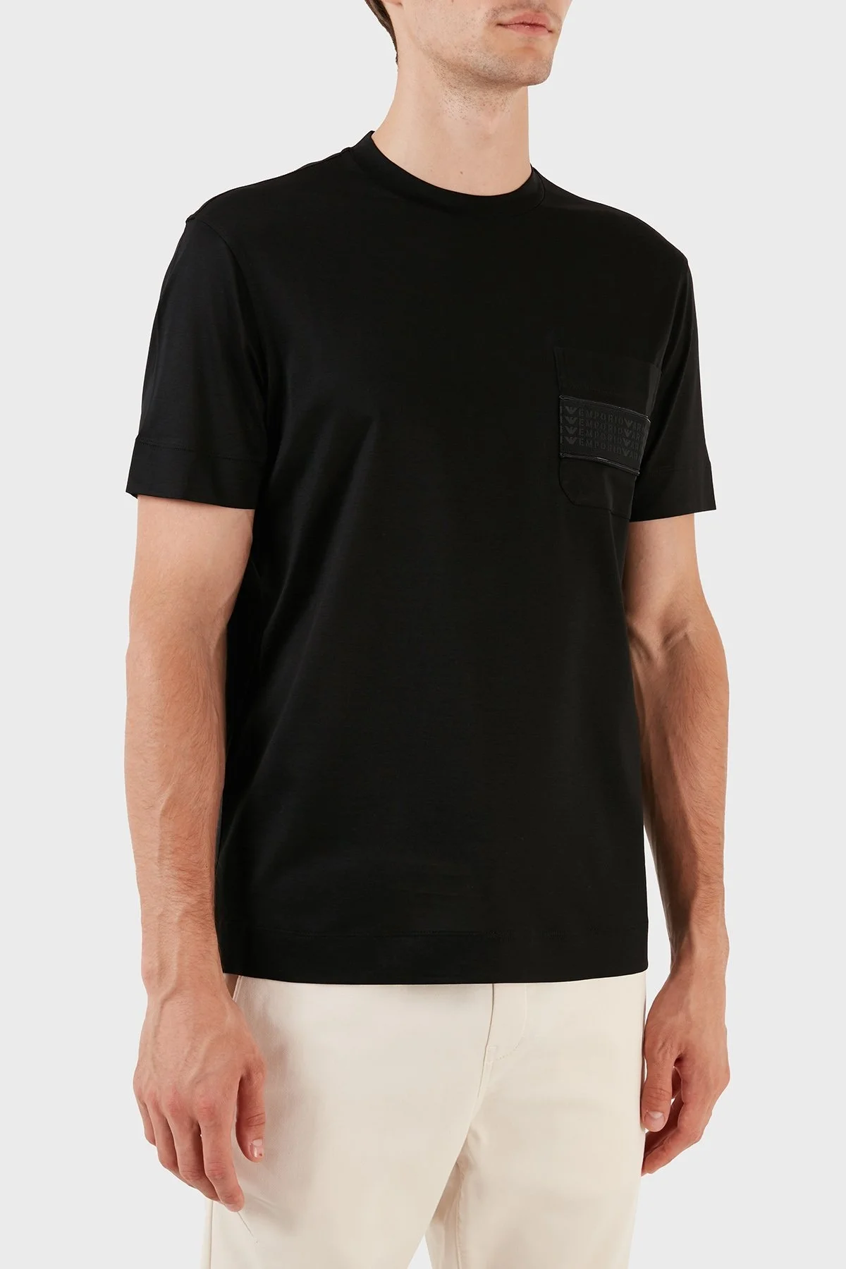 Emporio Armani Pamuklu Bisiklet Yaka Göğüs Cepli Logolu Regular Fit Erkek T Shirt 6R1T85 1JUVZ 0999 SİYAH - 3