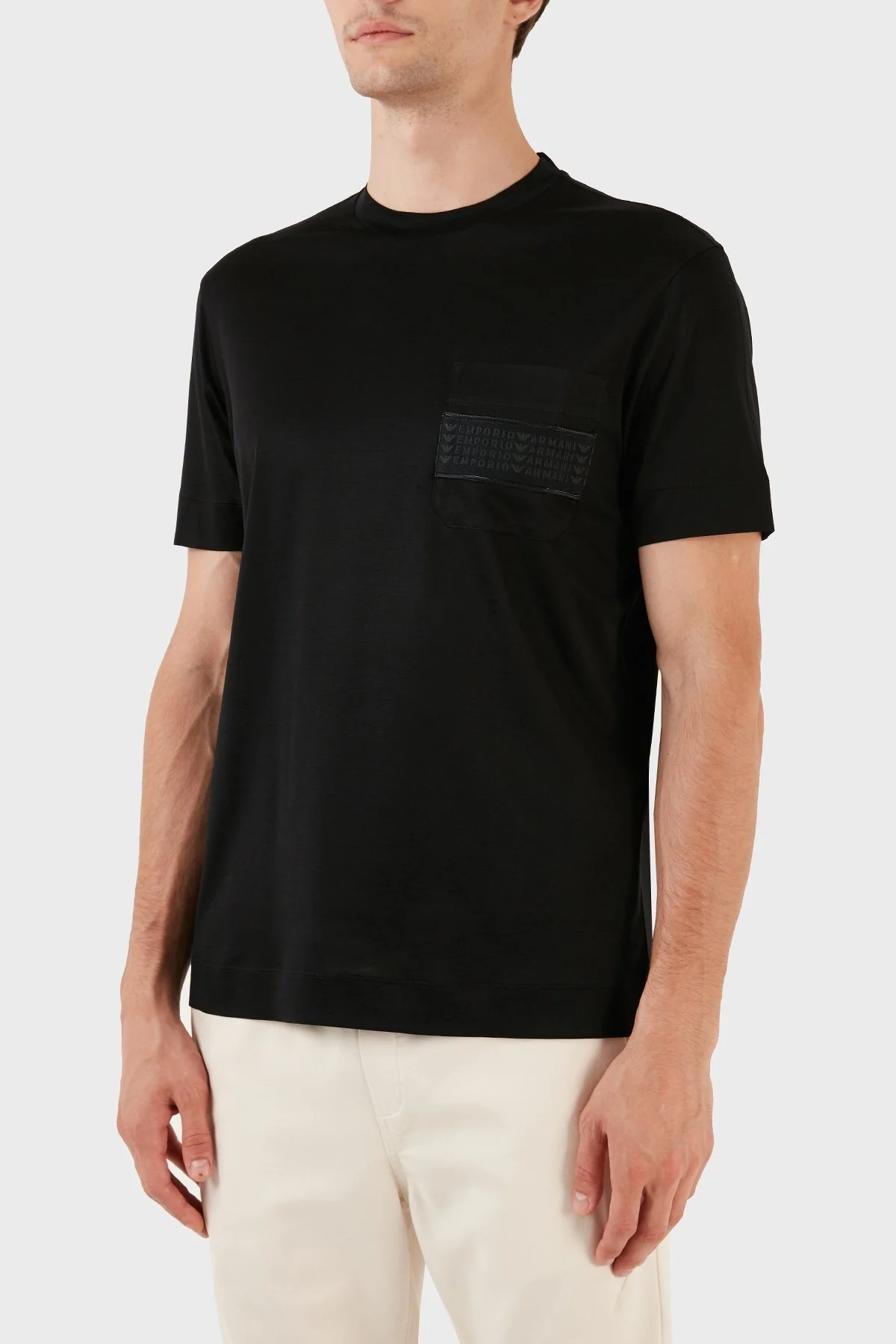 Emporio Armani Pamuklu Bisiklet Yaka Göğüs Cepli Logolu Regular Fit Erkek T Shirt 6R1T85 1JUVZ 0999 SİYAH - 4