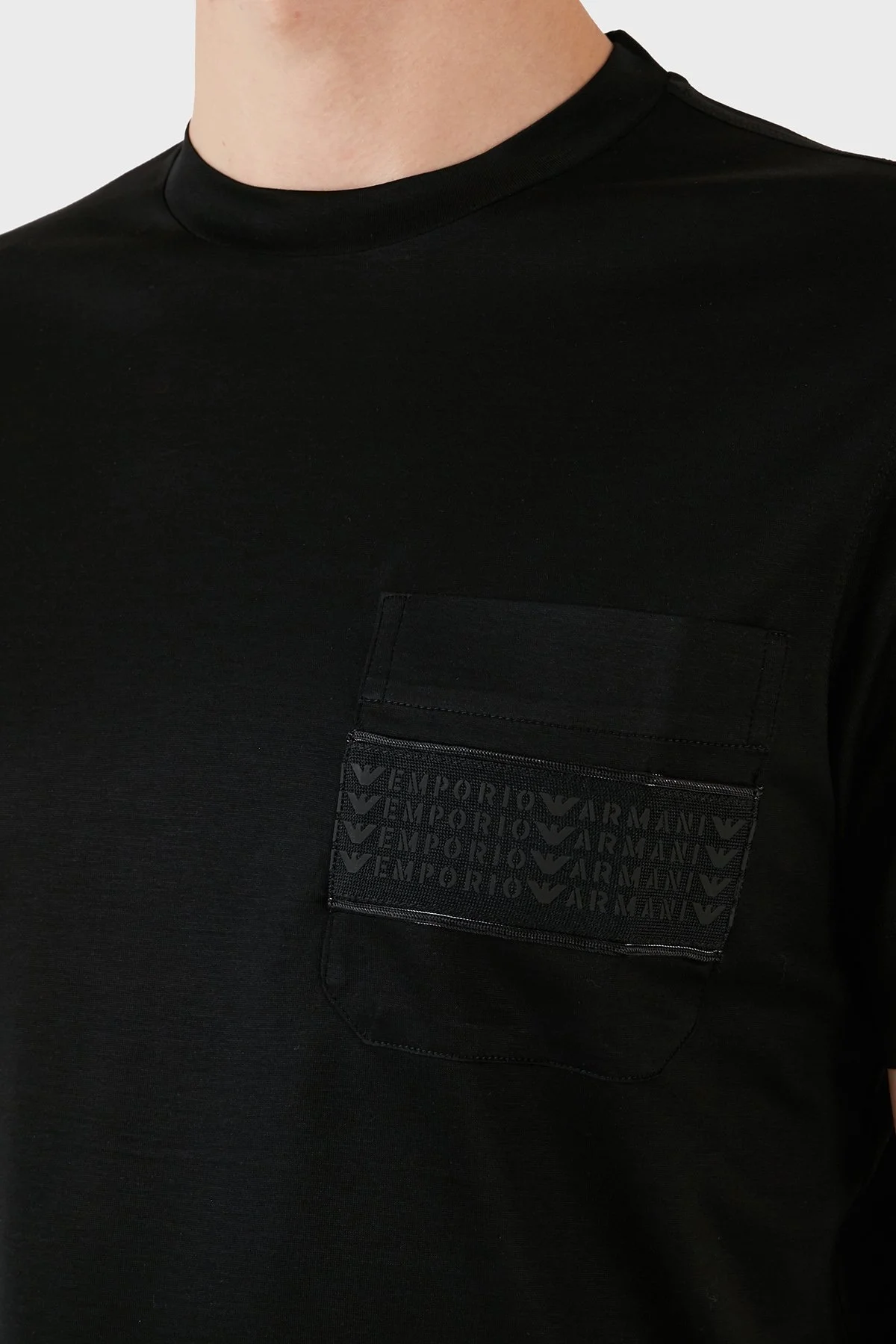 Emporio Armani Pamuklu Bisiklet Yaka Göğüs Cepli Logolu Regular Fit Erkek T Shirt 6R1T85 1JUVZ 0999 SİYAH - 6