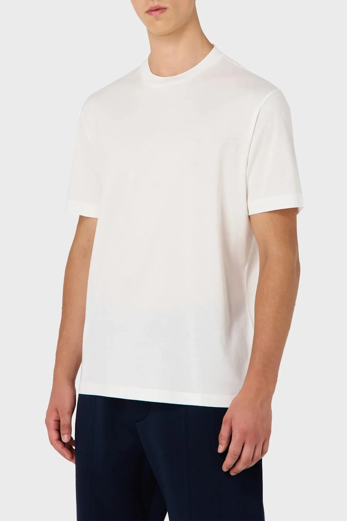 Emporio Armani Pamuklu Bisiklet Yaka Logolu Regular Fit Erkek T Shirt 6R1T69 1JUVZ 0101 BEYAZ - 1