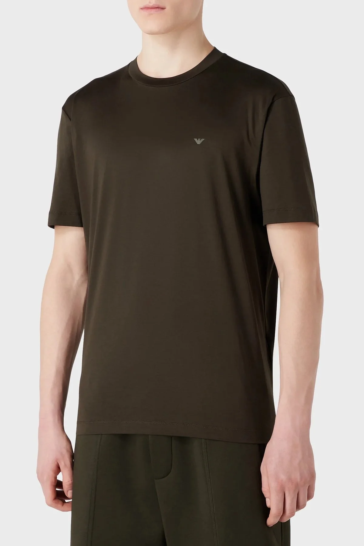 Emporio Armani Pamuklu Bisiklet Yaka Logolu Regular Fit Erkek T Shirt 6R1T69 1JUVZ 0583 HAKİ - 1