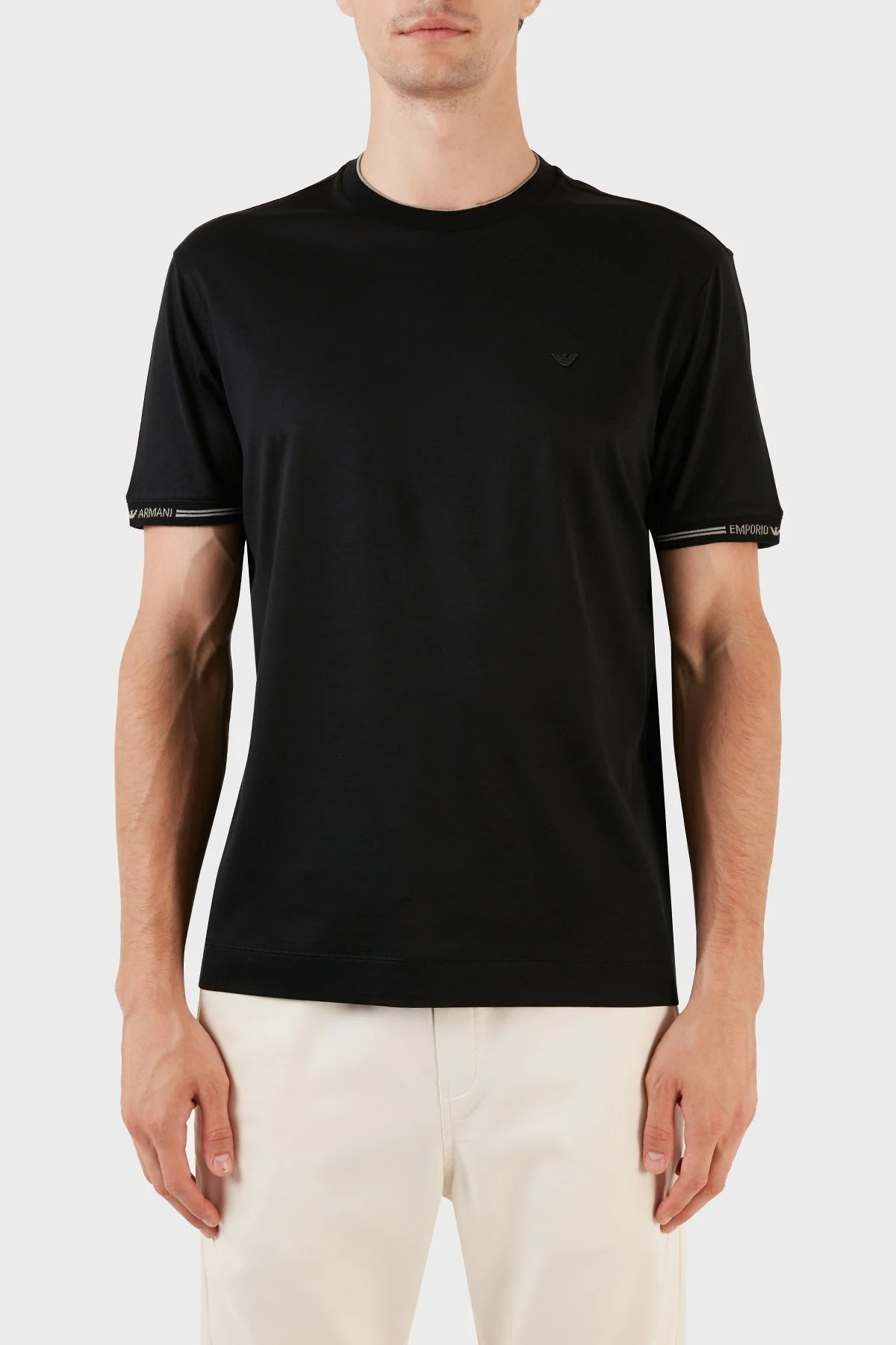 Emporio Armani Pamuklu Bisiklet Yaka Logolu Regular Fit Erkek T Shirt 6R1T87 1JUVZ 00A6 SİYAH - 1