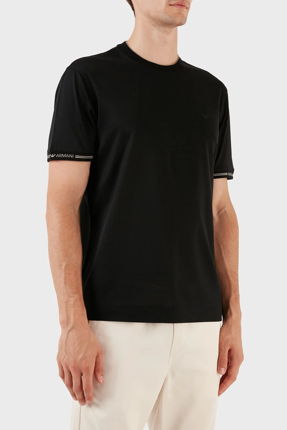 Emporio Armani Pamuklu Bisiklet Yaka Logolu Regular Fit Erkek T Shirt 6R1T87 1JUVZ 00A6 SİYAH - 3