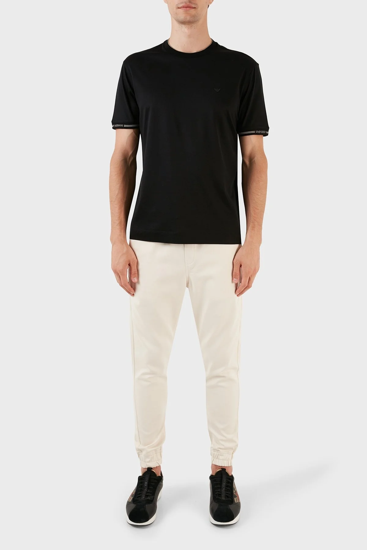 Emporio Armani Pamuklu Bisiklet Yaka Logolu Regular Fit Erkek T Shirt 6R1T87 1JUVZ 00A6 SİYAH - 4