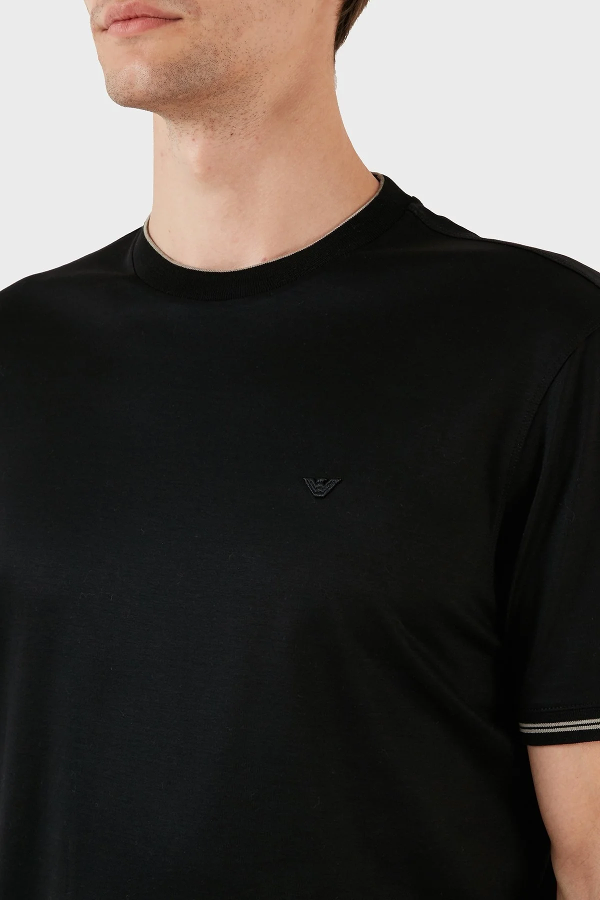 Emporio Armani Pamuklu Bisiklet Yaka Logolu Regular Fit Erkek T Shirt 6R1T87 1JUVZ 00A6 SİYAH - 5