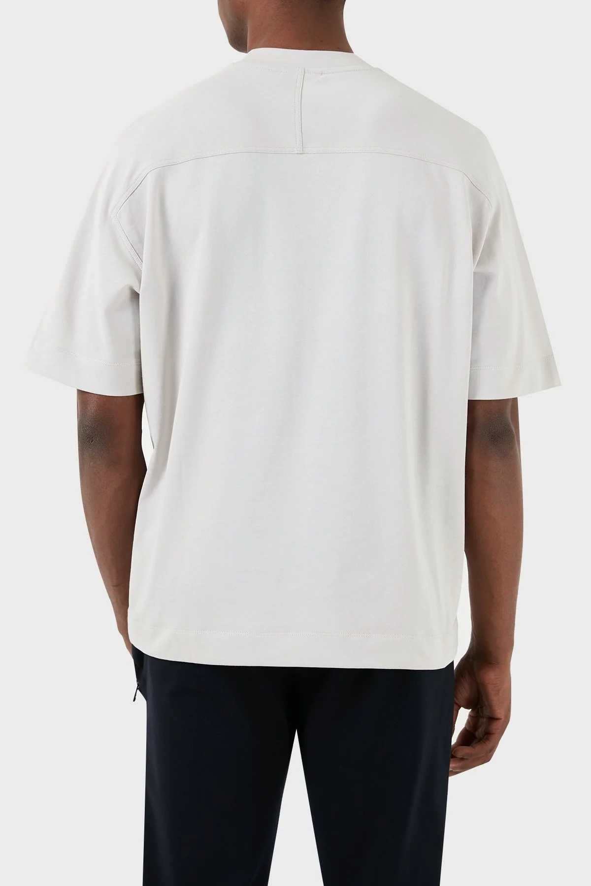 Emporio Armani Pamuklu Bisiklet Yaka Oversize Erkek T Shirt 3D1T76 1JWZZ 0646 GRİ - 11