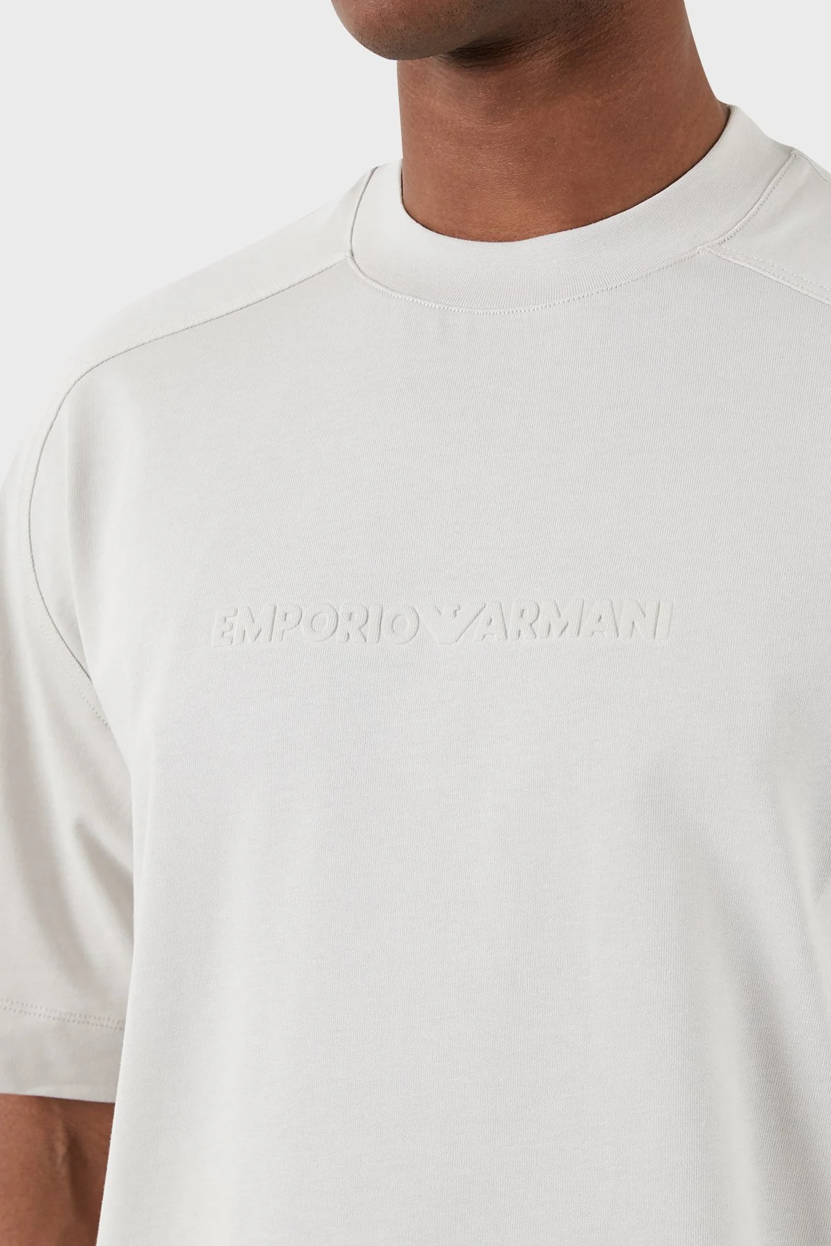 Emporio Armani Pamuklu Bisiklet Yaka Oversize Erkek T Shirt 3D1T76 1JWZZ 0646 GRİ - 4