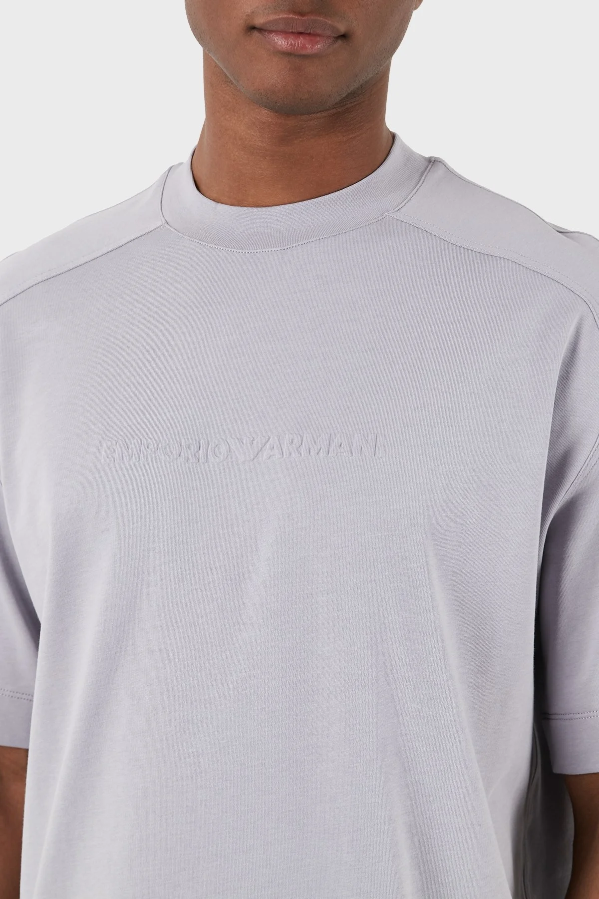 Emporio Armani Pamuklu Bisiklet Yaka Oversize Erkek T Shirt 3D1T76 1JWZZ 0844 LİLA - 10