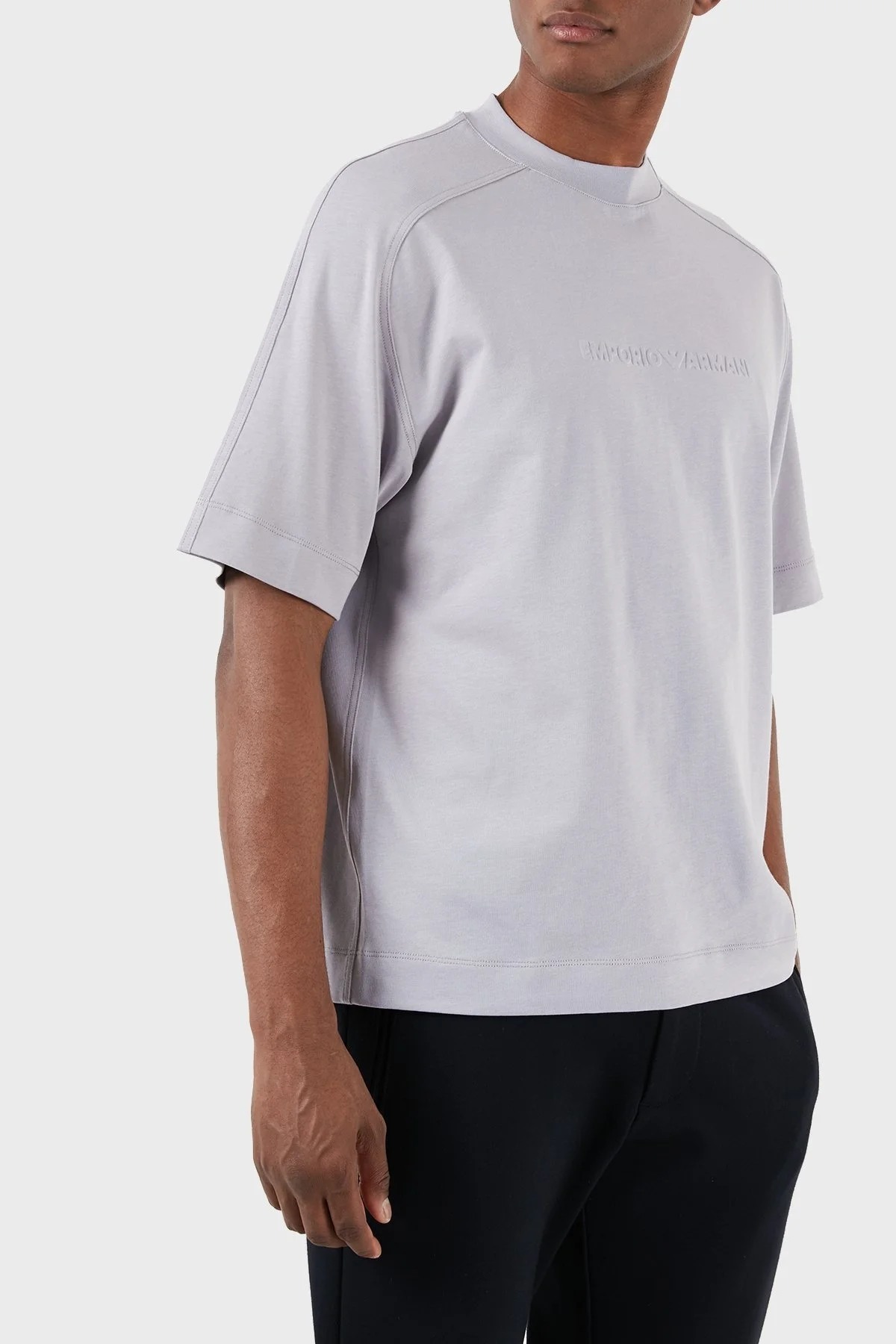 Emporio Armani Pamuklu Bisiklet Yaka Oversize Erkek T Shirt 3D1T76 1JWZZ 0844 LİLA - 11