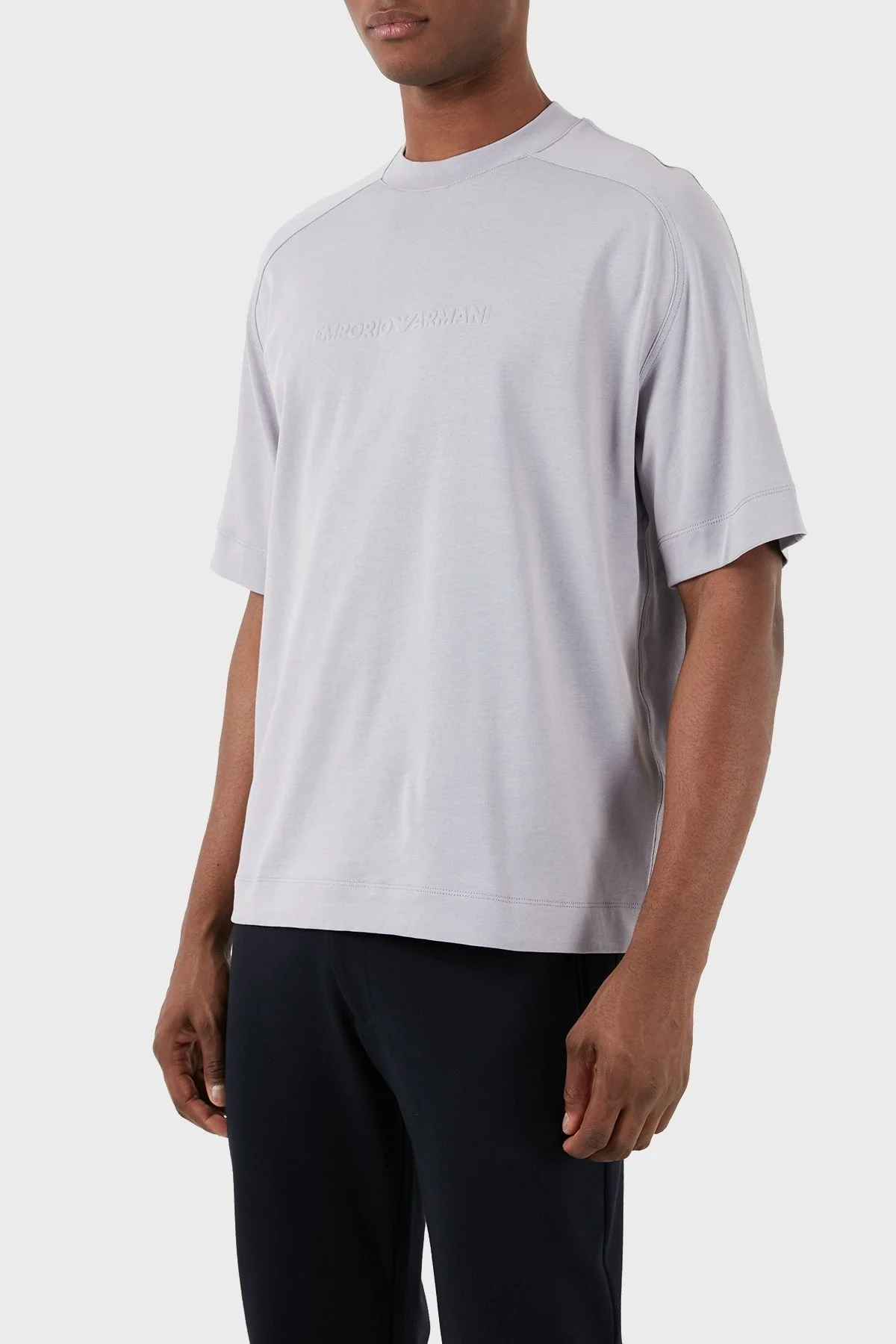 Emporio Armani Pamuklu Bisiklet Yaka Oversize Erkek T Shirt 3D1T76 1JWZZ 0844 LİLA - 12