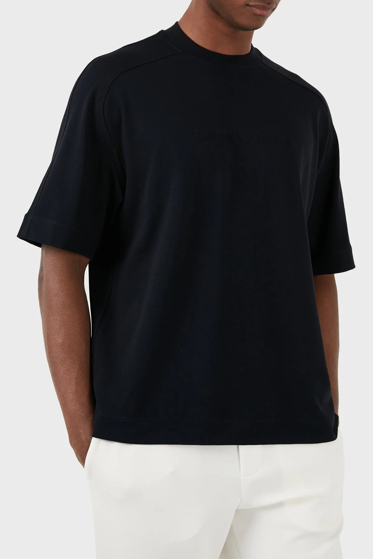 Emporio Armani Pamuklu Bisiklet Yaka Oversize Erkek T Shirt 3D1T76 1JWZZ 0920 LACİVERT - 7