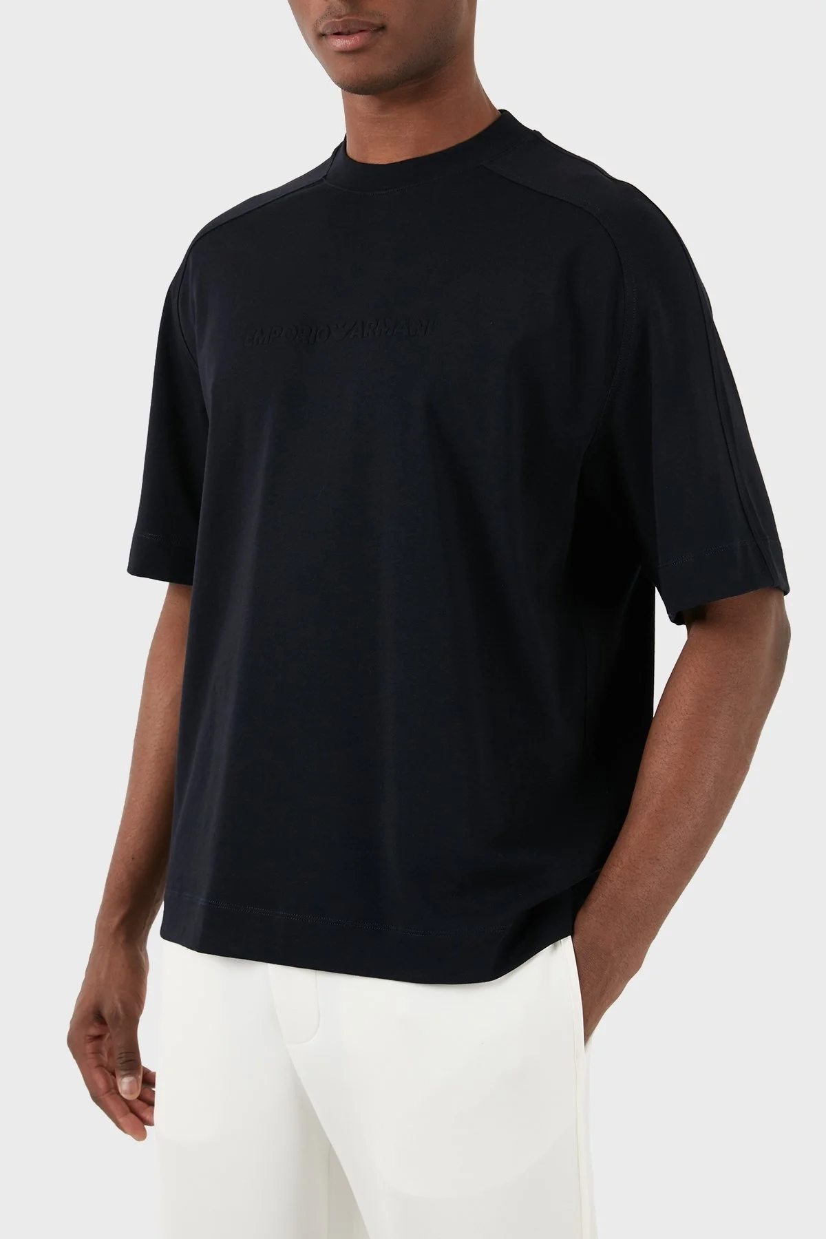 Emporio Armani Pamuklu Bisiklet Yaka Oversize Erkek T Shirt 3D1T76 1JWZZ 0920 LACİVERT - 9