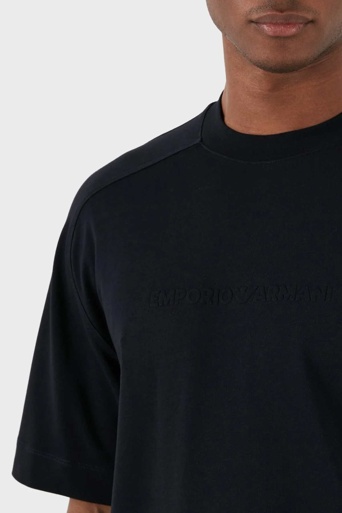 Emporio Armani Pamuklu Bisiklet Yaka Oversize Erkek T Shirt 3D1T76 1JWZZ 0920 LACİVERT - 12