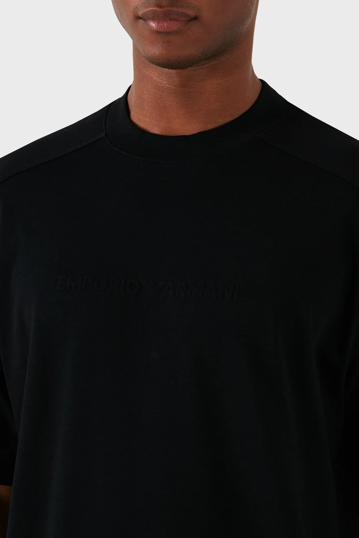 Emporio Armani Pamuklu Bisiklet Yaka Oversize Erkek T Shirt 3D1T76 1JWZZ 0999 SİYAH - 5