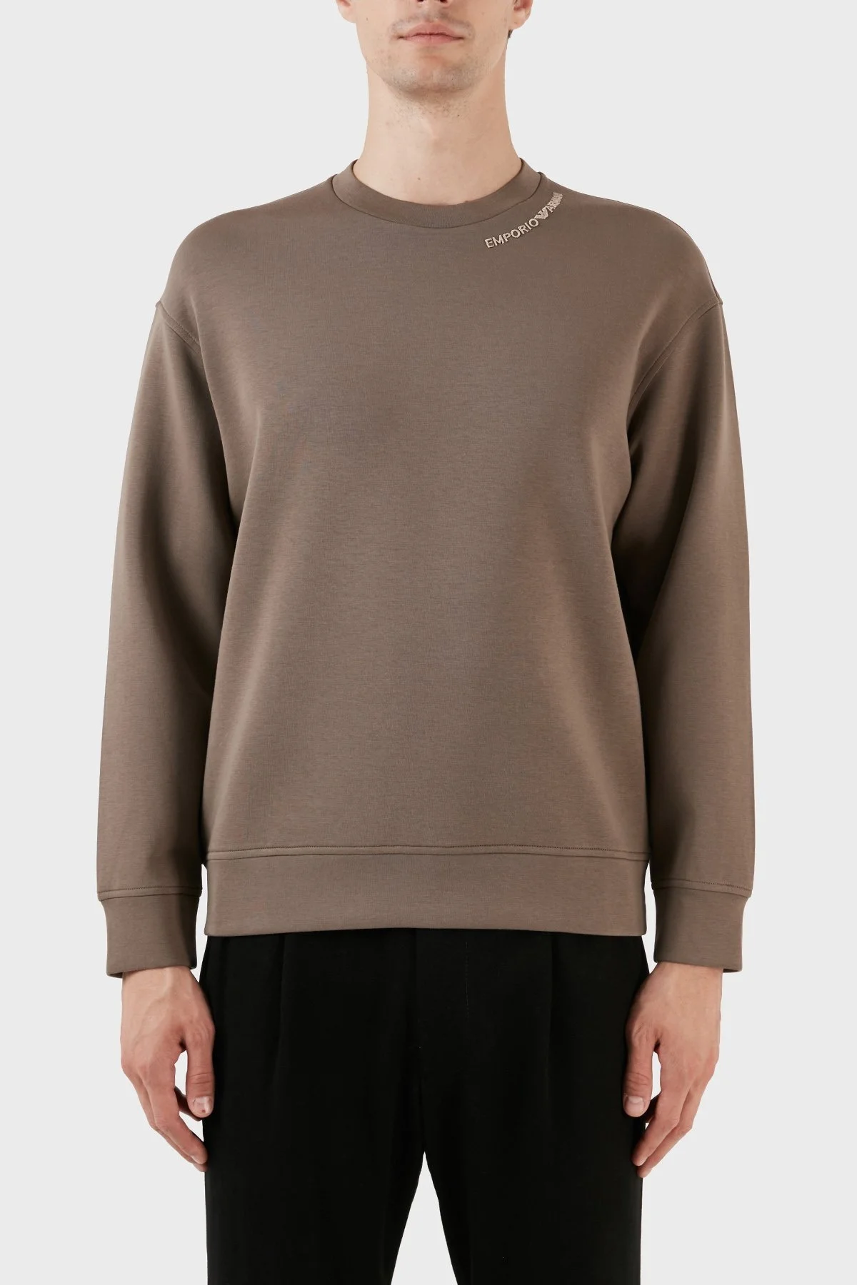 Emporio Armani Pamuklu Bisiklet Yaka Rahat Kesim Erkek Sweat 3R1MCY 1JHSZ 0440 VİZON - 1
