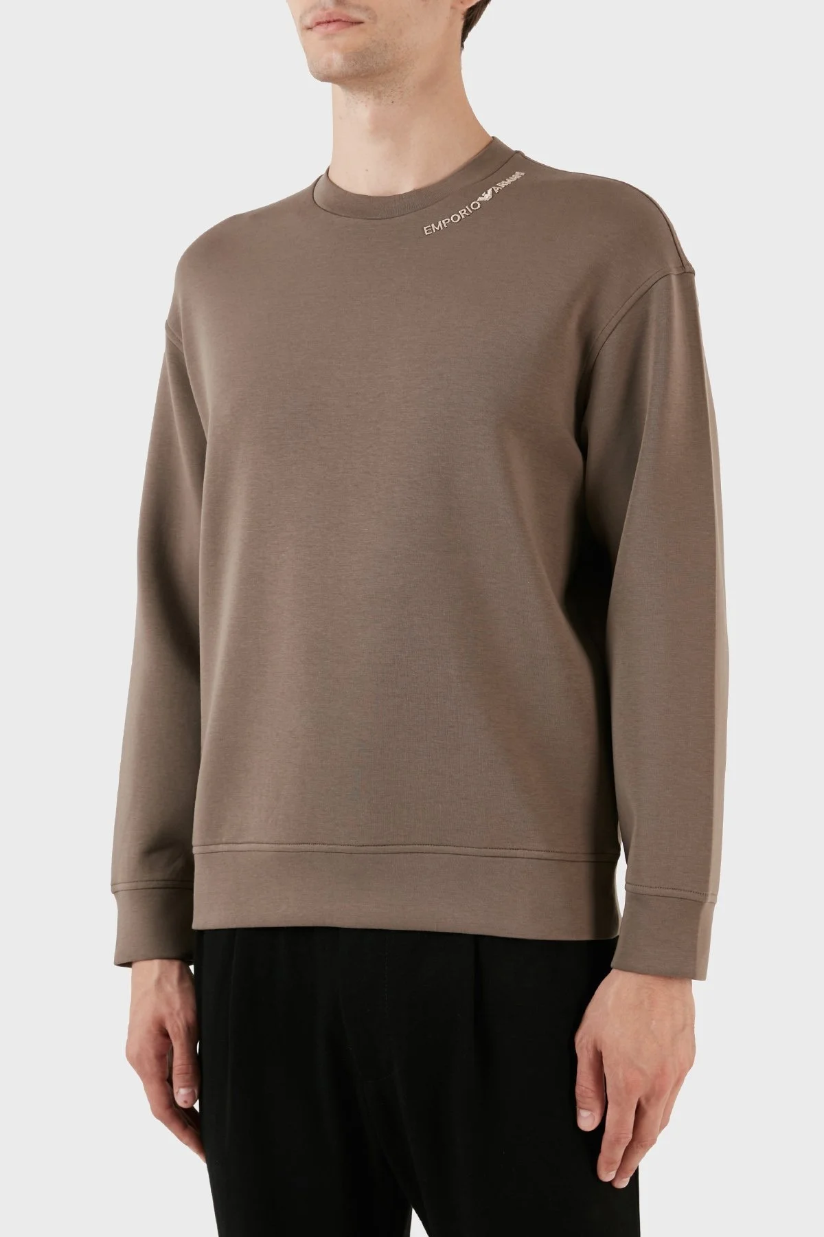 Emporio Armani Pamuklu Bisiklet Yaka Rahat Kesim Erkek Sweat 3R1MCY 1JHSZ 0440 VİZON - 3