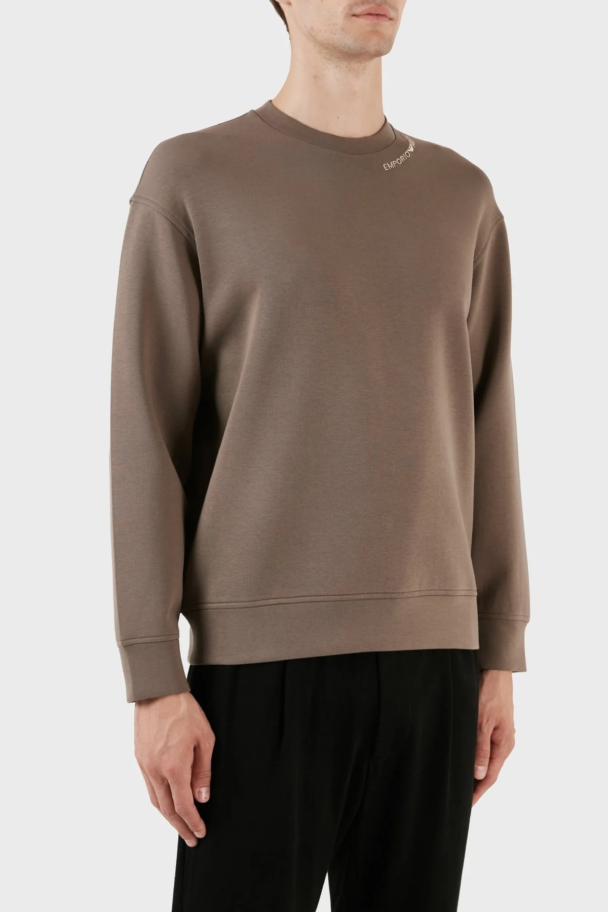 Emporio Armani Pamuklu Bisiklet Yaka Rahat Kesim Erkek Sweat 3R1MCY 1JHSZ 0440 VİZON - 4