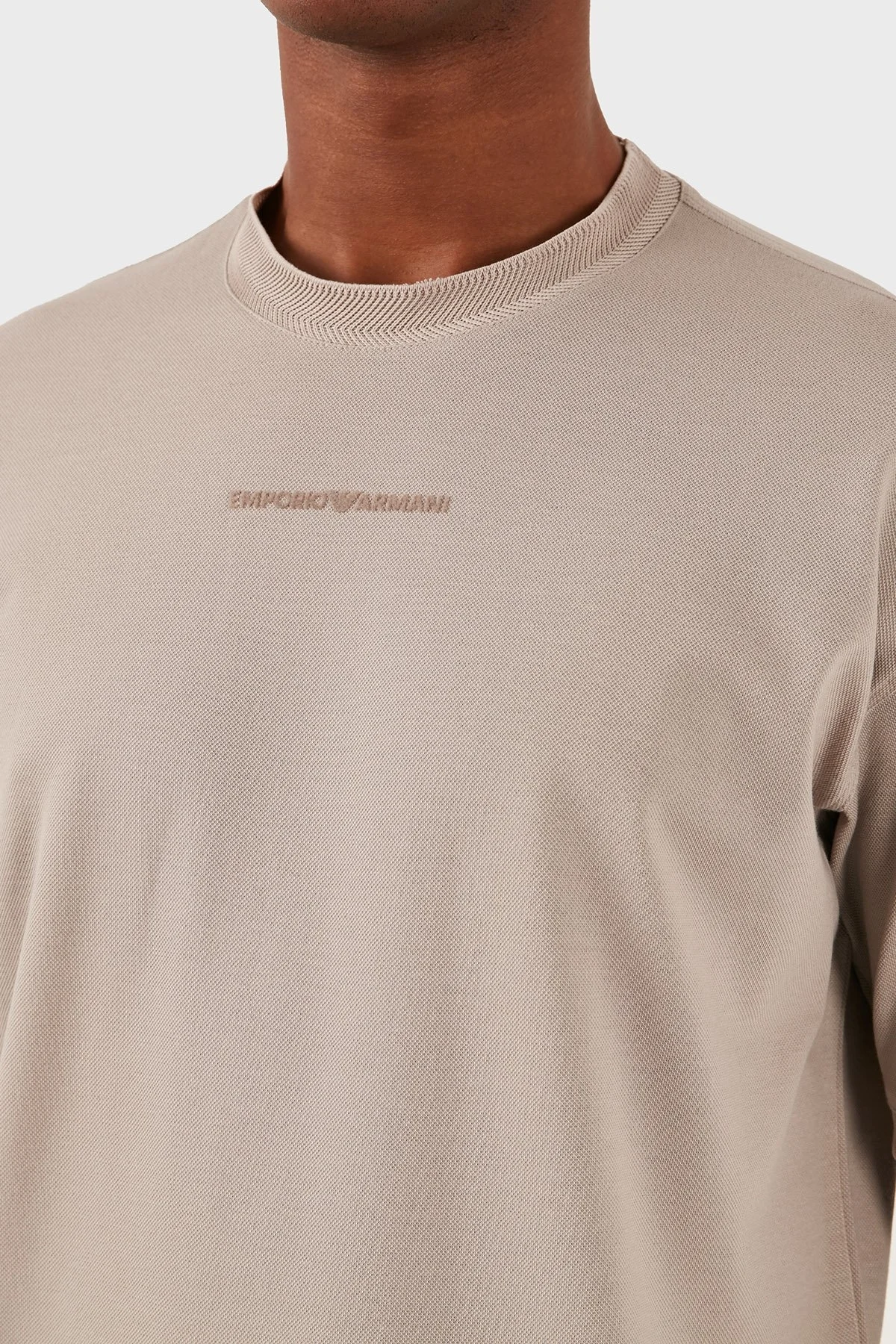 Emporio Armani Pamuklu Bisiklet Yaka Regular Fit Erkek T Shirt 3D1TC8 1JTKZ 01M5 BEJ - 4