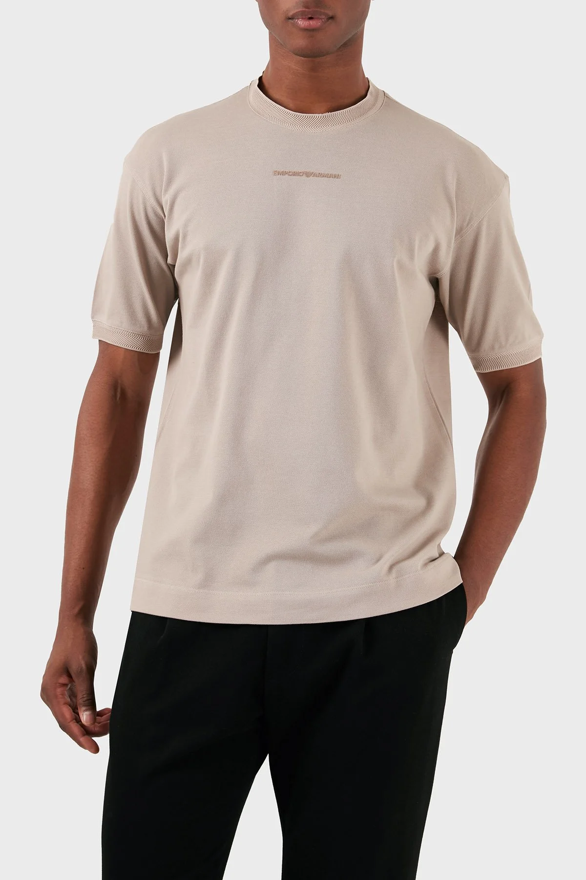 Emporio Armani Pamuklu Bisiklet Yaka Regular Fit Erkek T Shirt 3D1TC8 1JTKZ 01M5 BEJ - 2